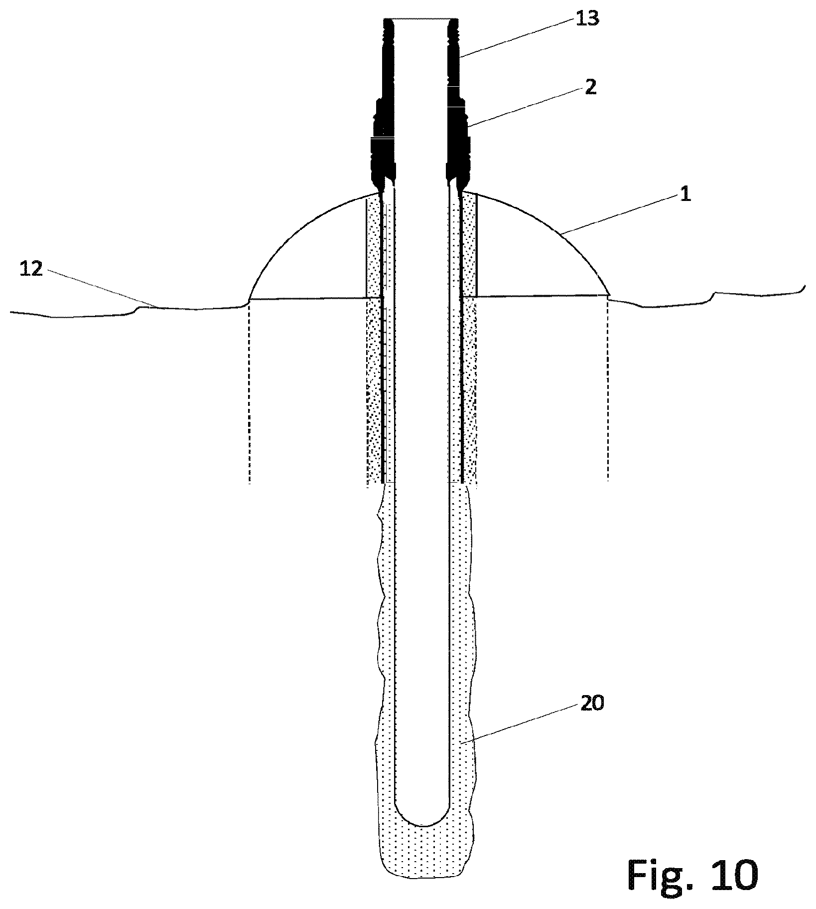 Patent US12305513 Figure 12 – Rigless drilling and wellhead installation