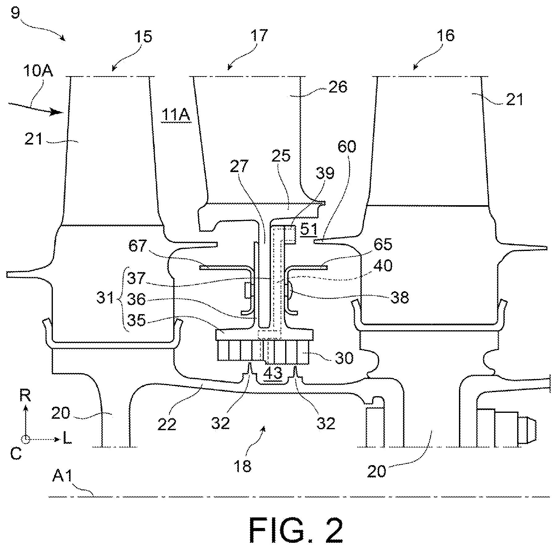 Patent US12305515 Figure 2 – Device for sealing and reinjecting a bypass flow for a turbine nozzle