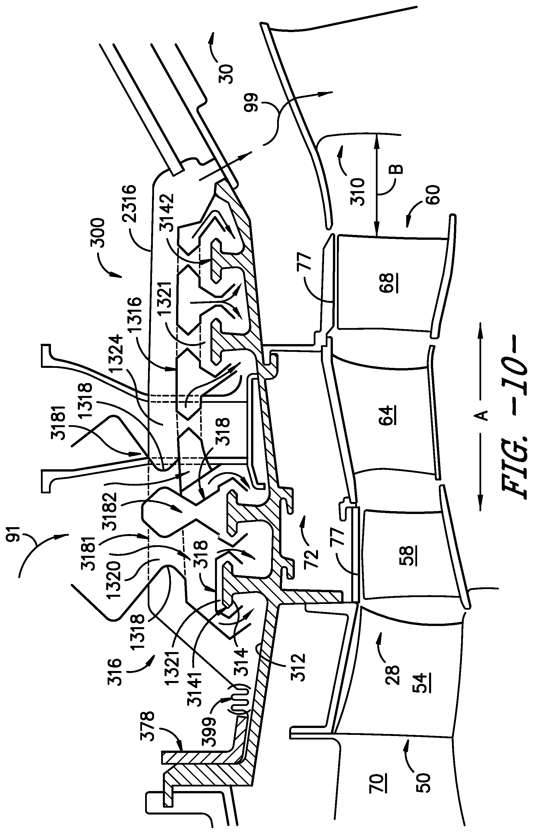 Patent US12305516 Figure 11 – Gas turbine engine with a fluid conduit system and a method of operating the same