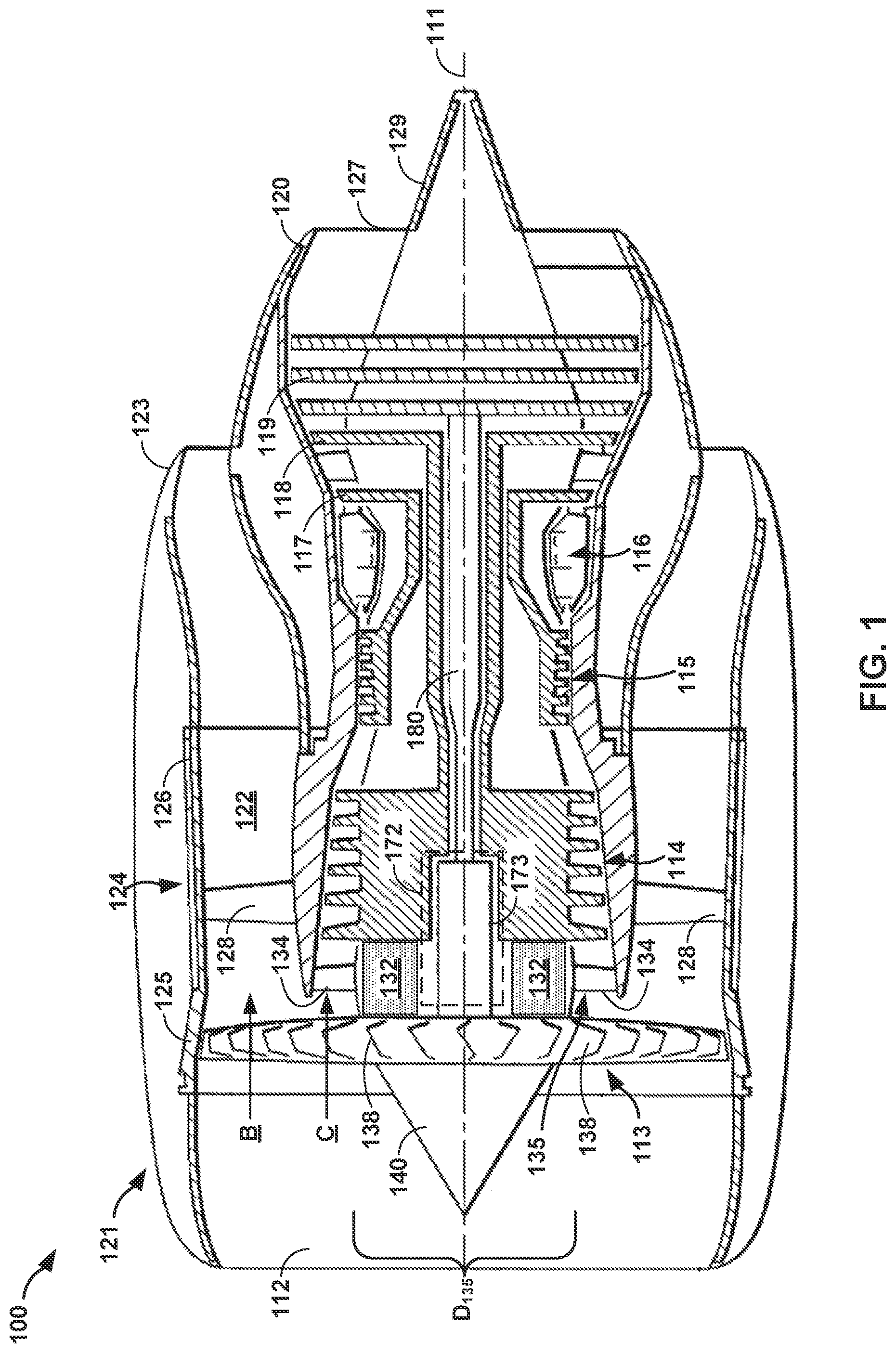 Patent US12305517 — Generator embedded in turbine engines — Figure 1