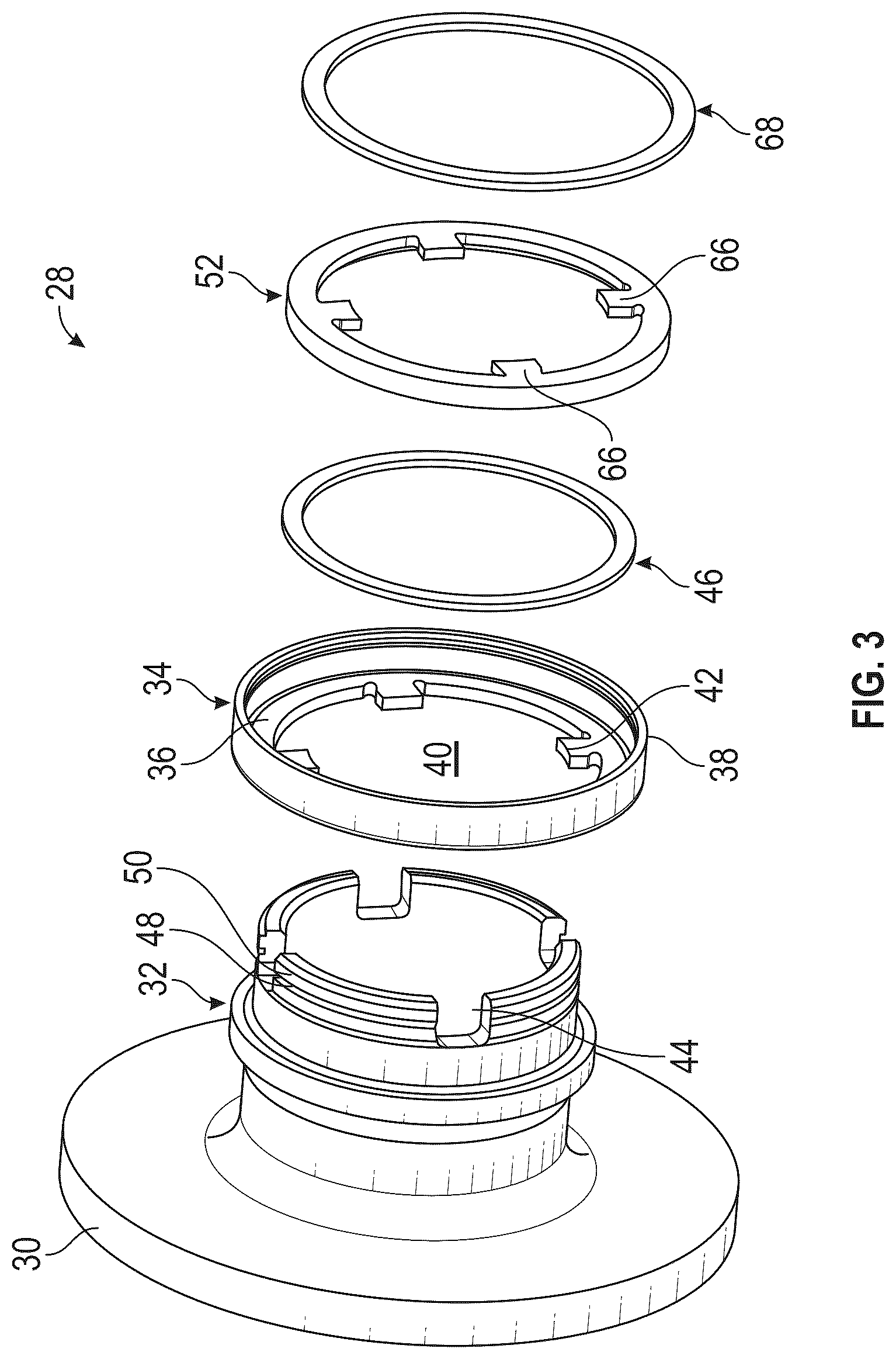 Patent US12305521 Figure 3 – Retaining ring centrifugal growth limiter