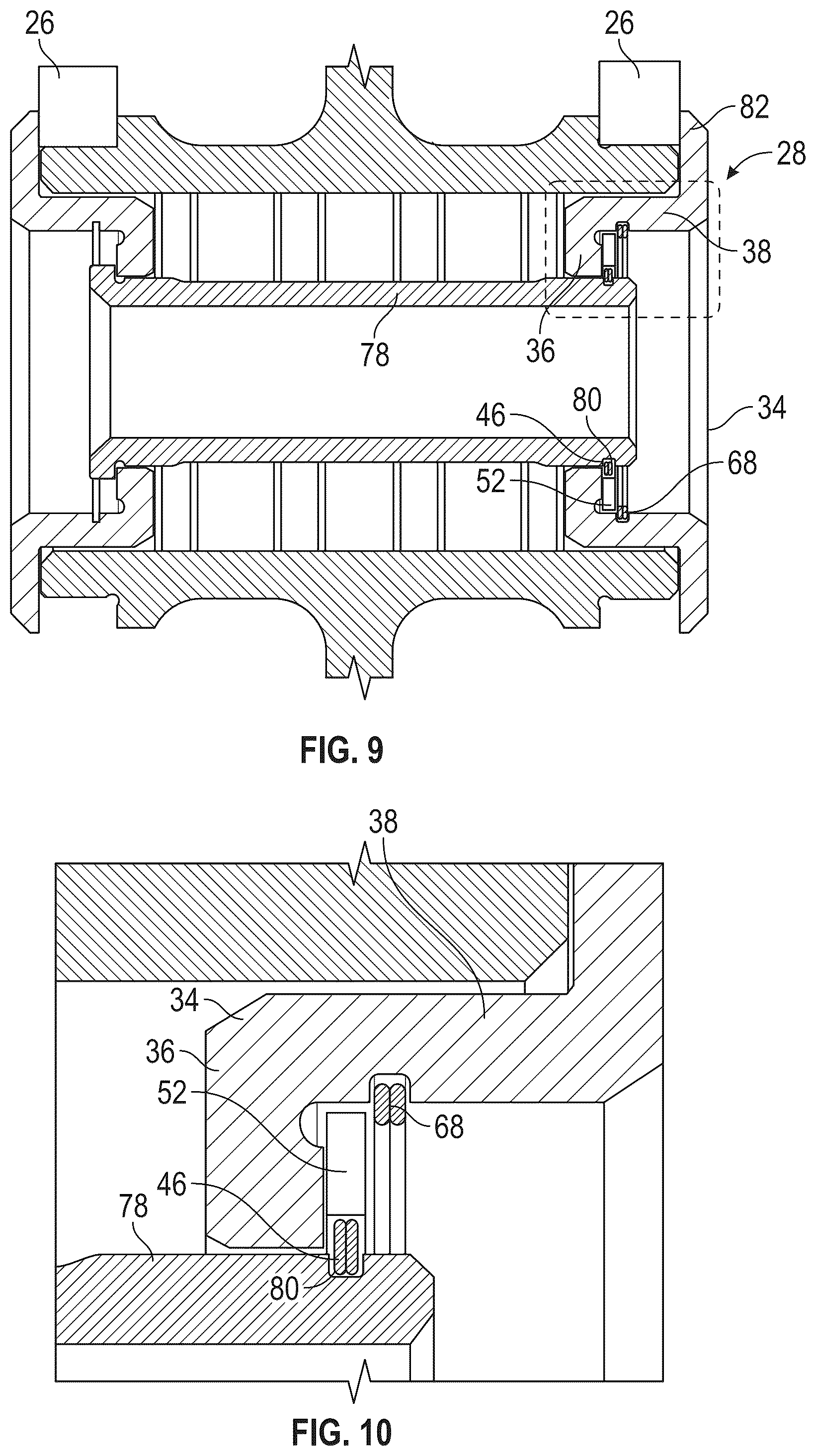 Patent US12305521 Figure 8 – Retaining ring centrifugal growth limiter