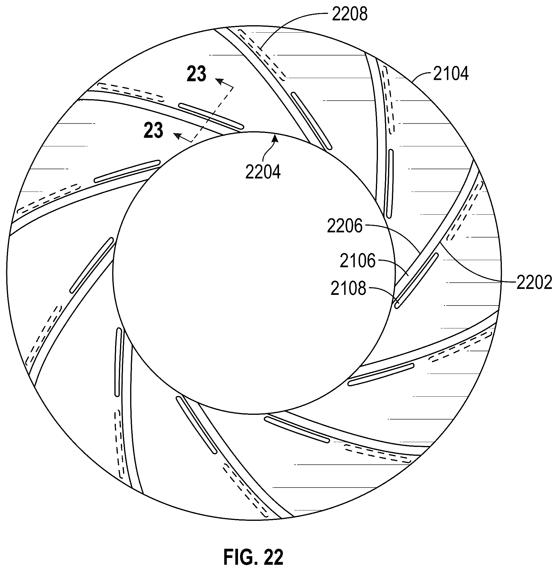 Patent US12305523 Figure 12 – Flow control structures for enhanced performance and turbomachines incorporating the same