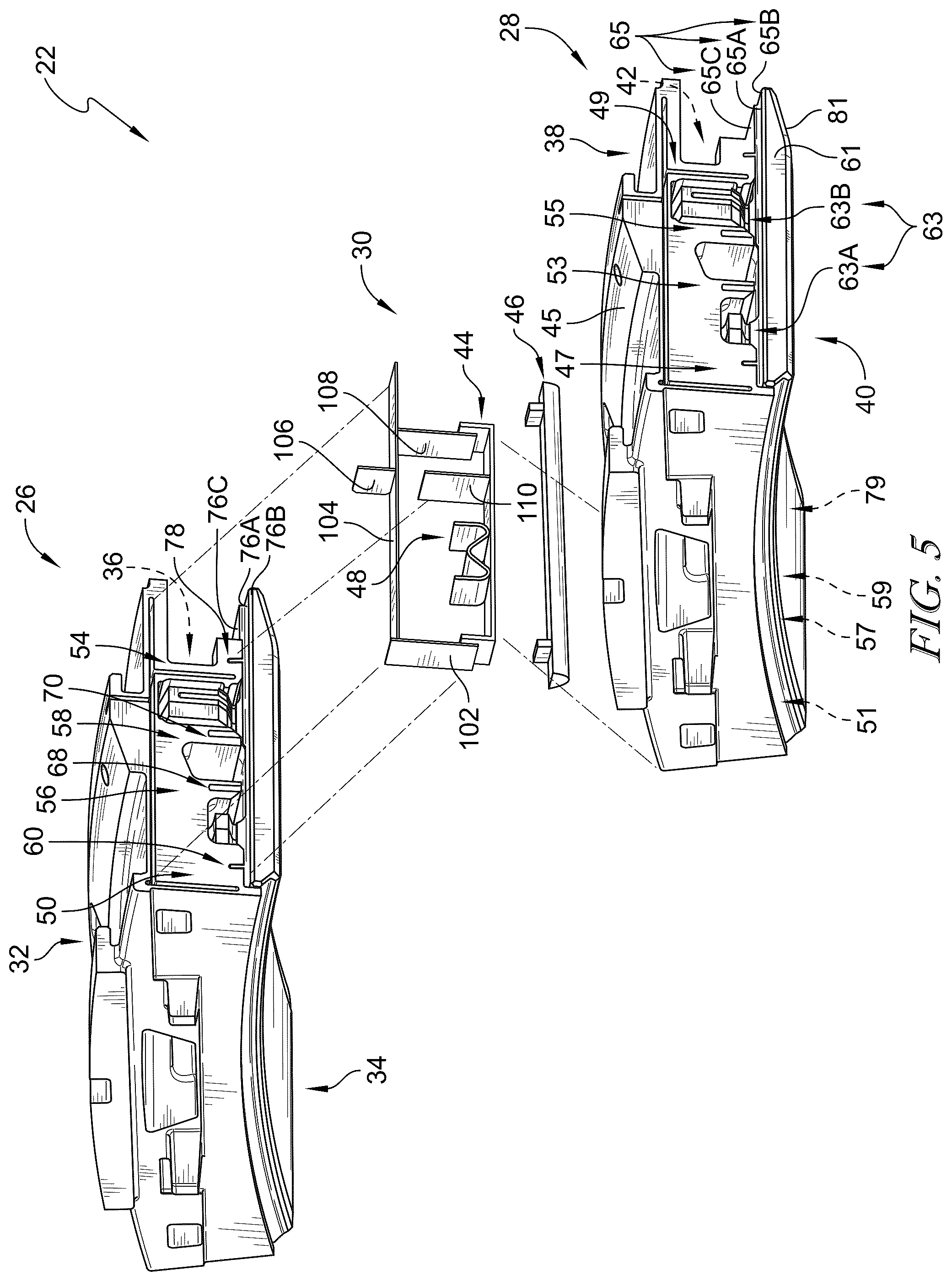 Patent US12305525 Figure 4 – Turbine shroud assemblies with rod seal and strip seals