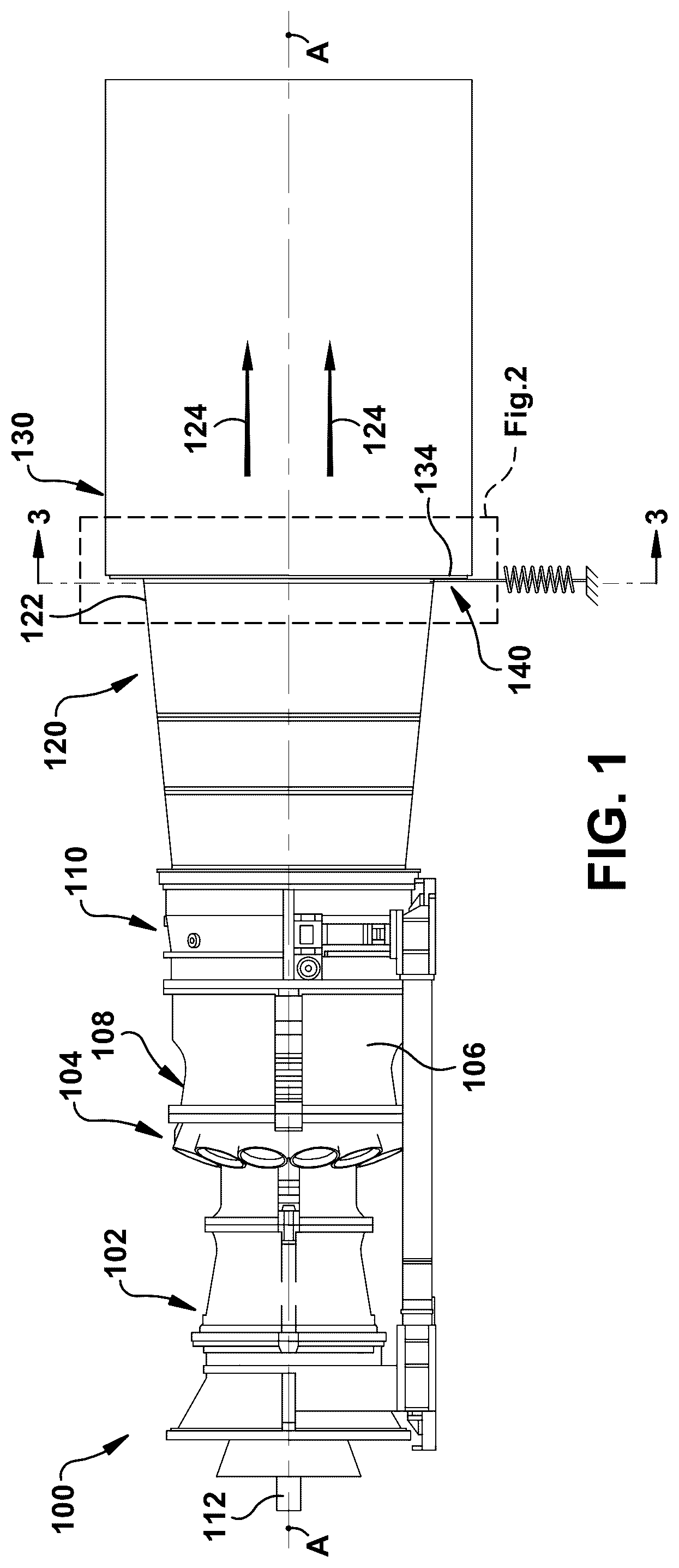 Patent US12305526 Figure 1 – Seal system using layers of seal segments forced into sealing engagement using tension cable