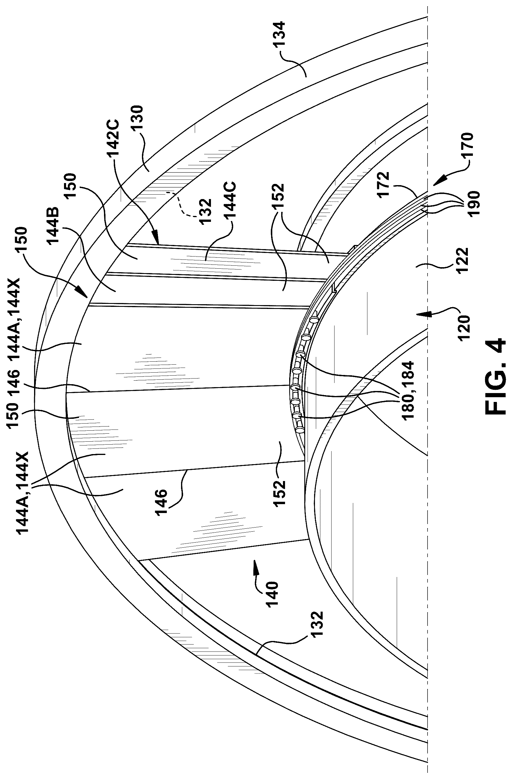 Patent US12305526 Figure 3 – Seal system using layers of seal segments forced into sealing engagement using tension cable