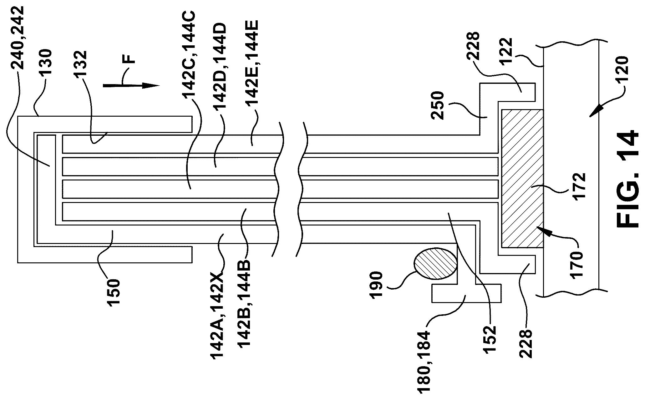Patent US12305526 Figure 9 – Seal system using layers of seal segments forced into sealing engagement using tension cable