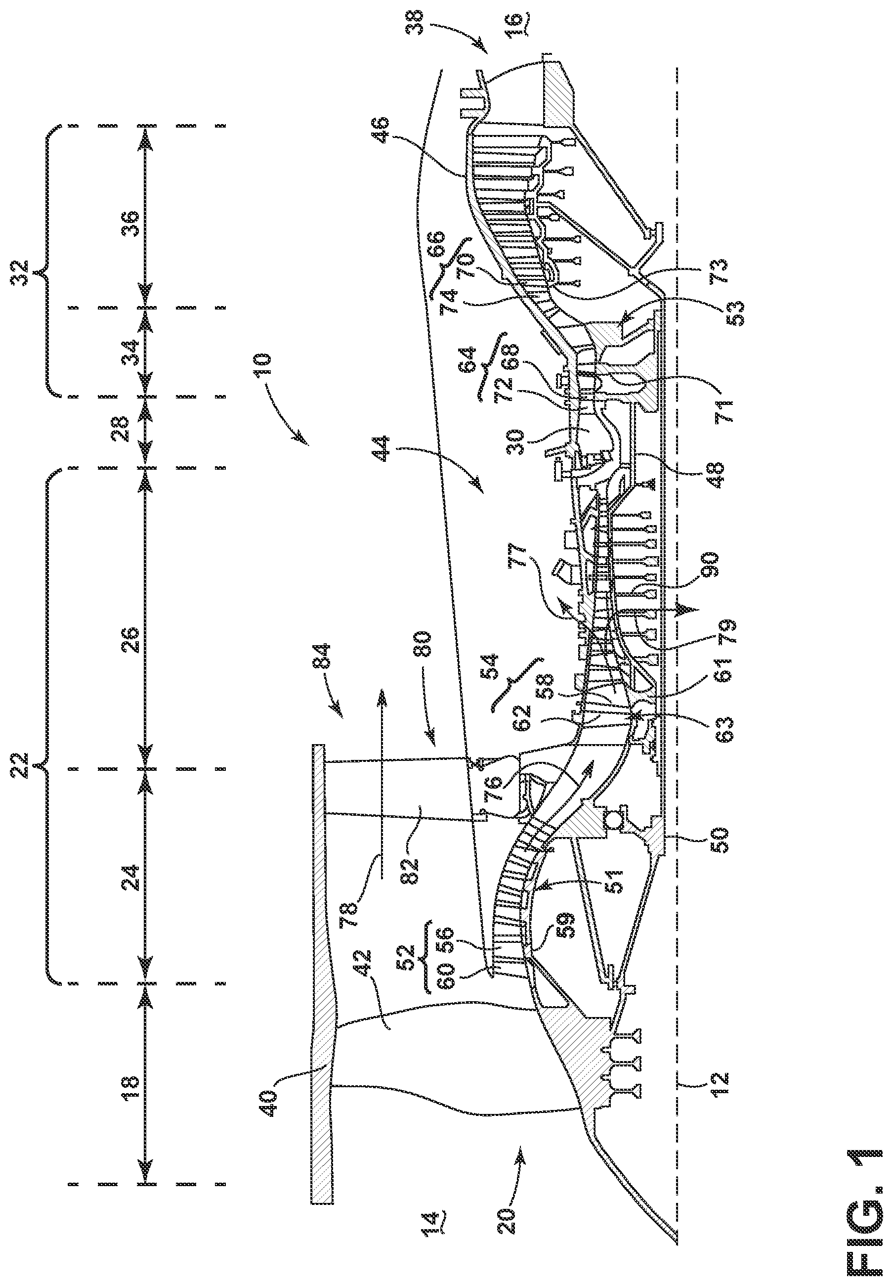 Patent US12305535 Figure 1 – Turbine engine having a compressor with an inducer