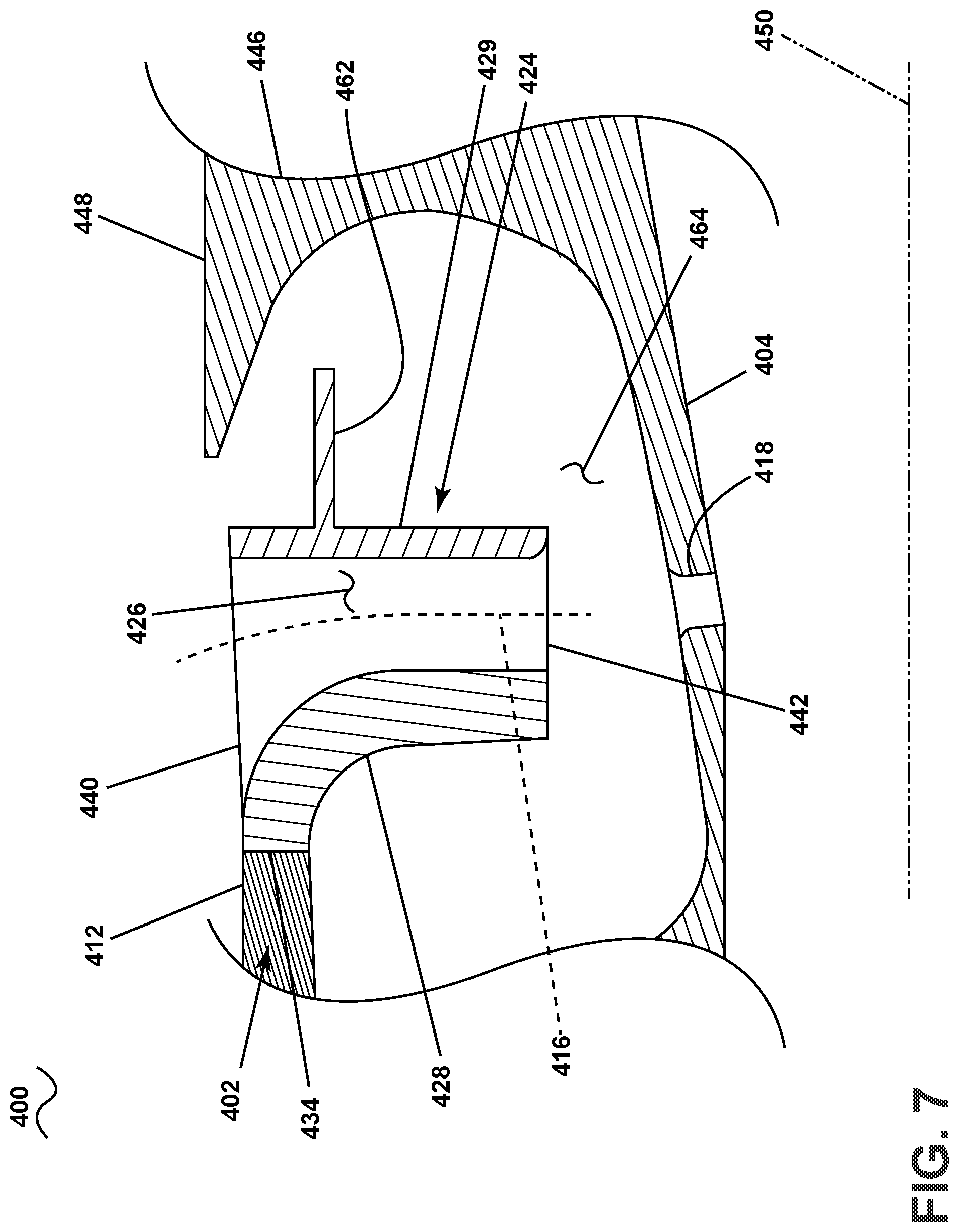 Patent US12305535 Figure 7 – Turbine engine having a compressor with an inducer