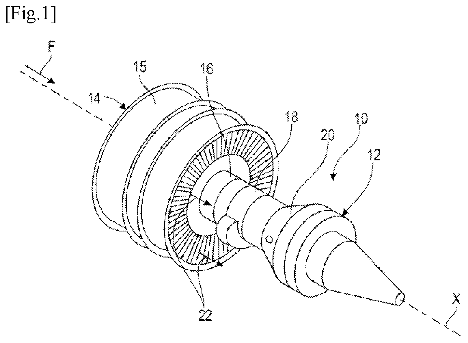 Patent US12305536 Figure 1 – Bladed turbine stator for a turbine engine