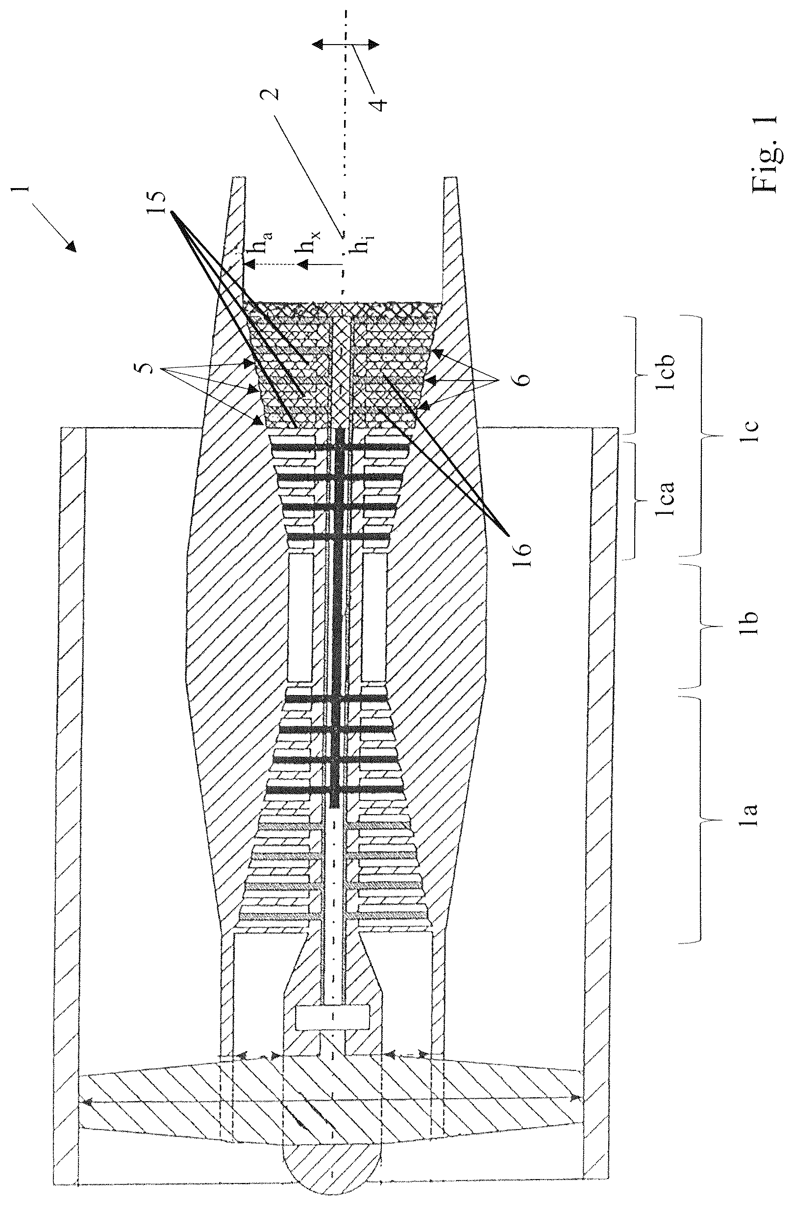 Patent US12305538 Figure 1 – Guide vane ring and rotor blade ring for a turbofan engine