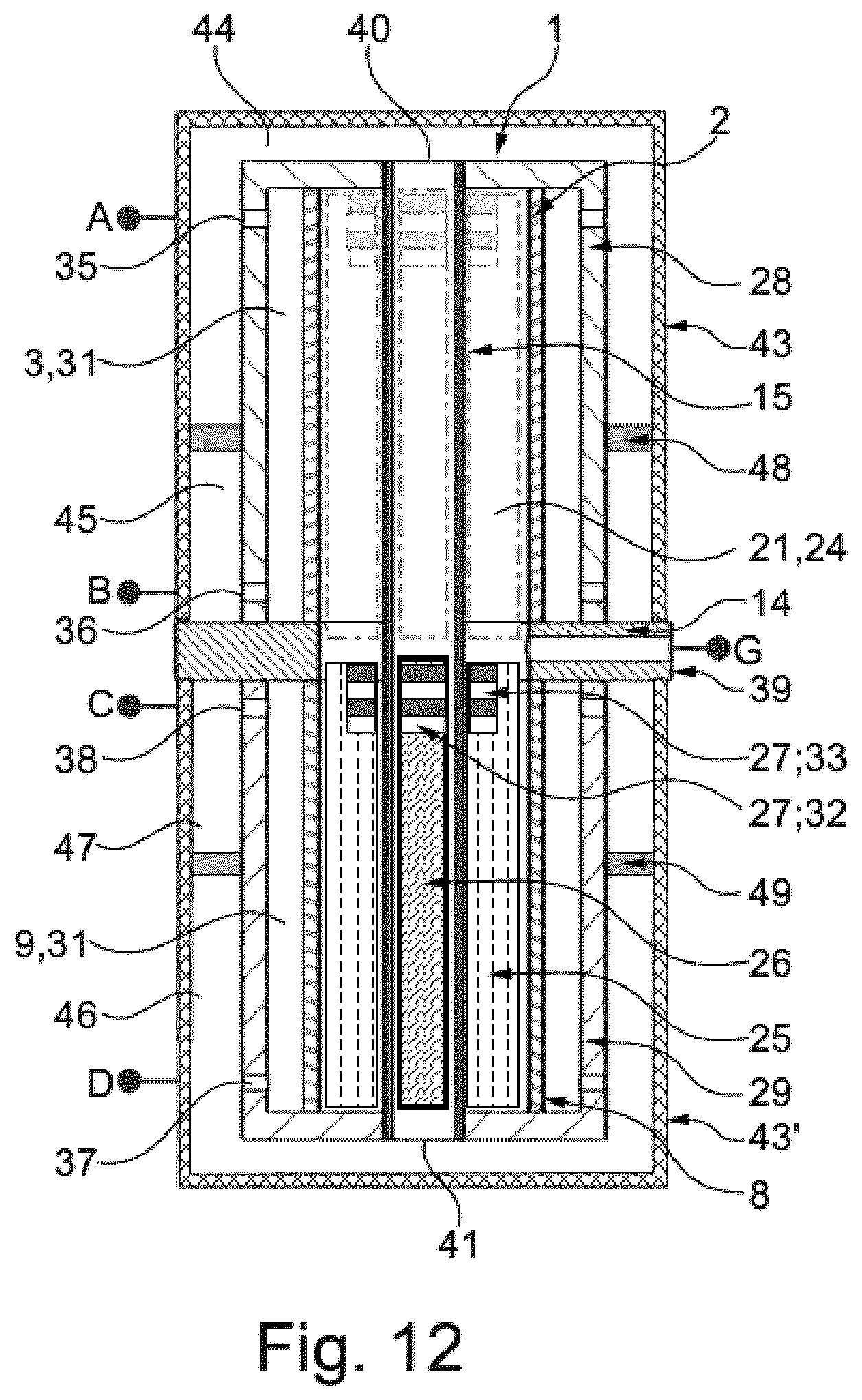Patent US12305541 Figure 12 – Cartridge for a heat engine having a thermodynamic cycle and associated heat engine