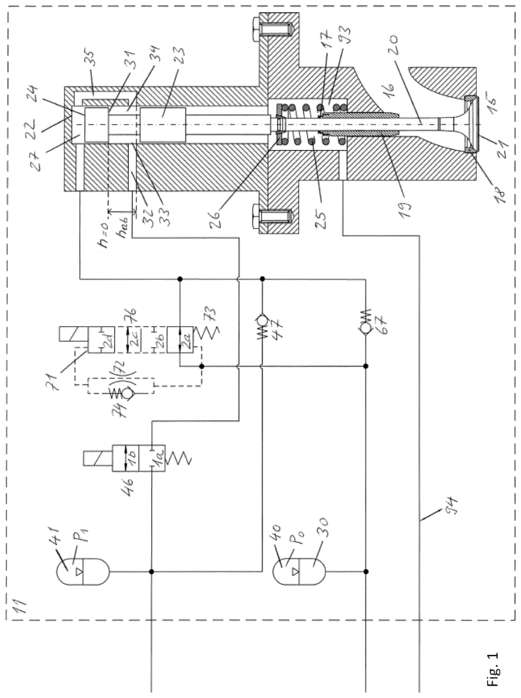 Patent US12305544 Figure 1 – Hydraulic drive for accelerating and braking components