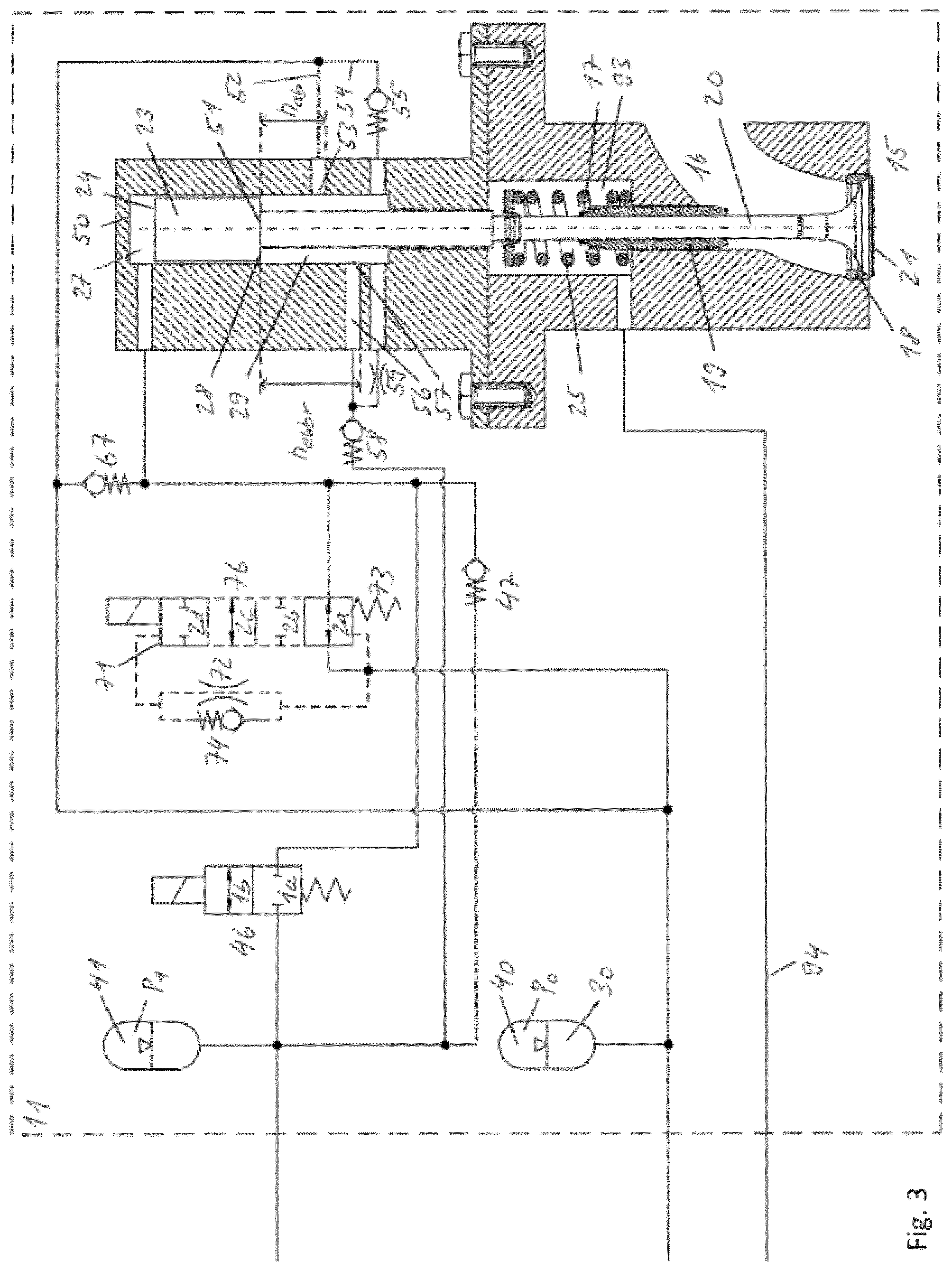 Patent US12305544 Figure 3 – Hydraulic drive for accelerating and braking components