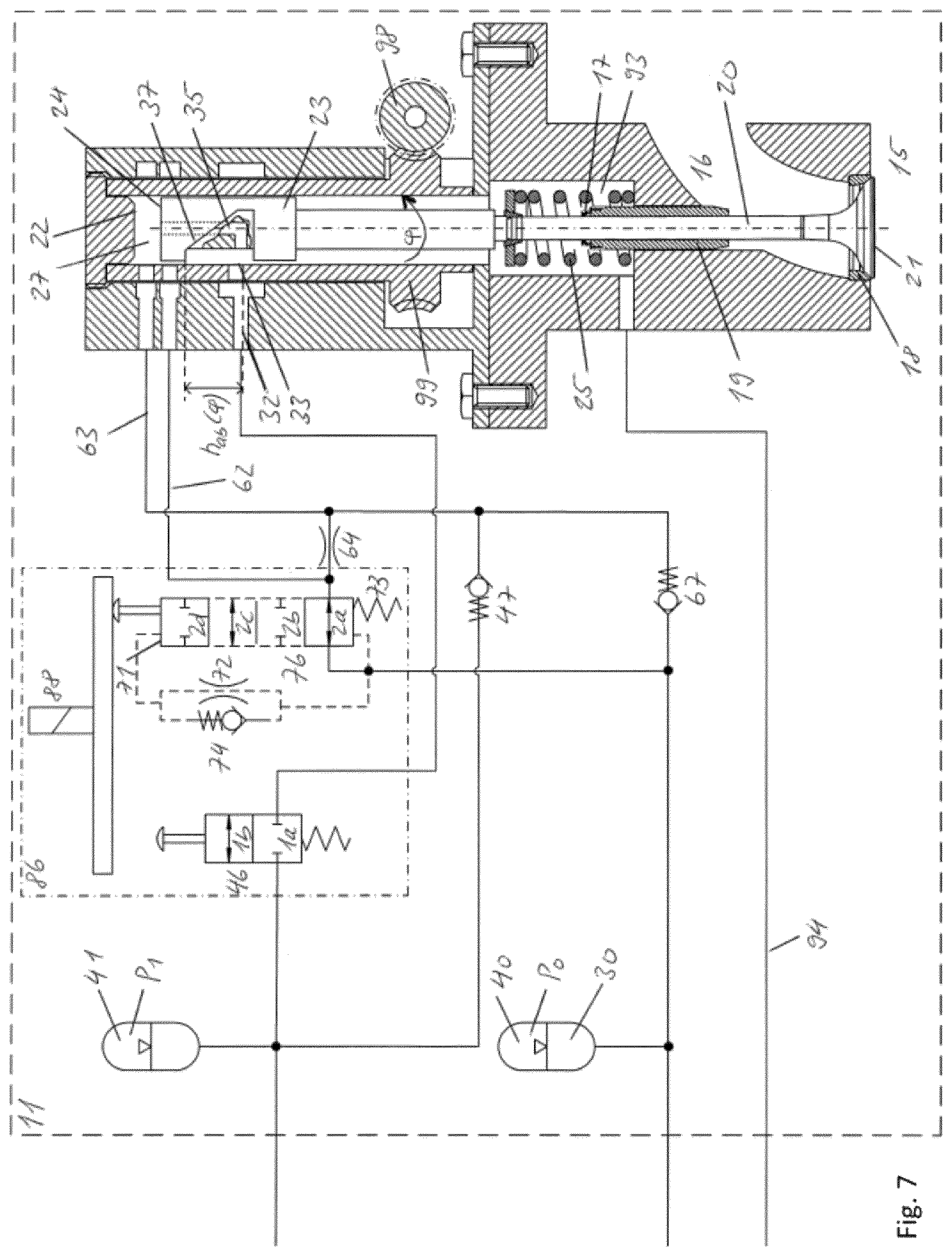 Patent US12305544 Figure 7 – Hydraulic drive for accelerating and braking components