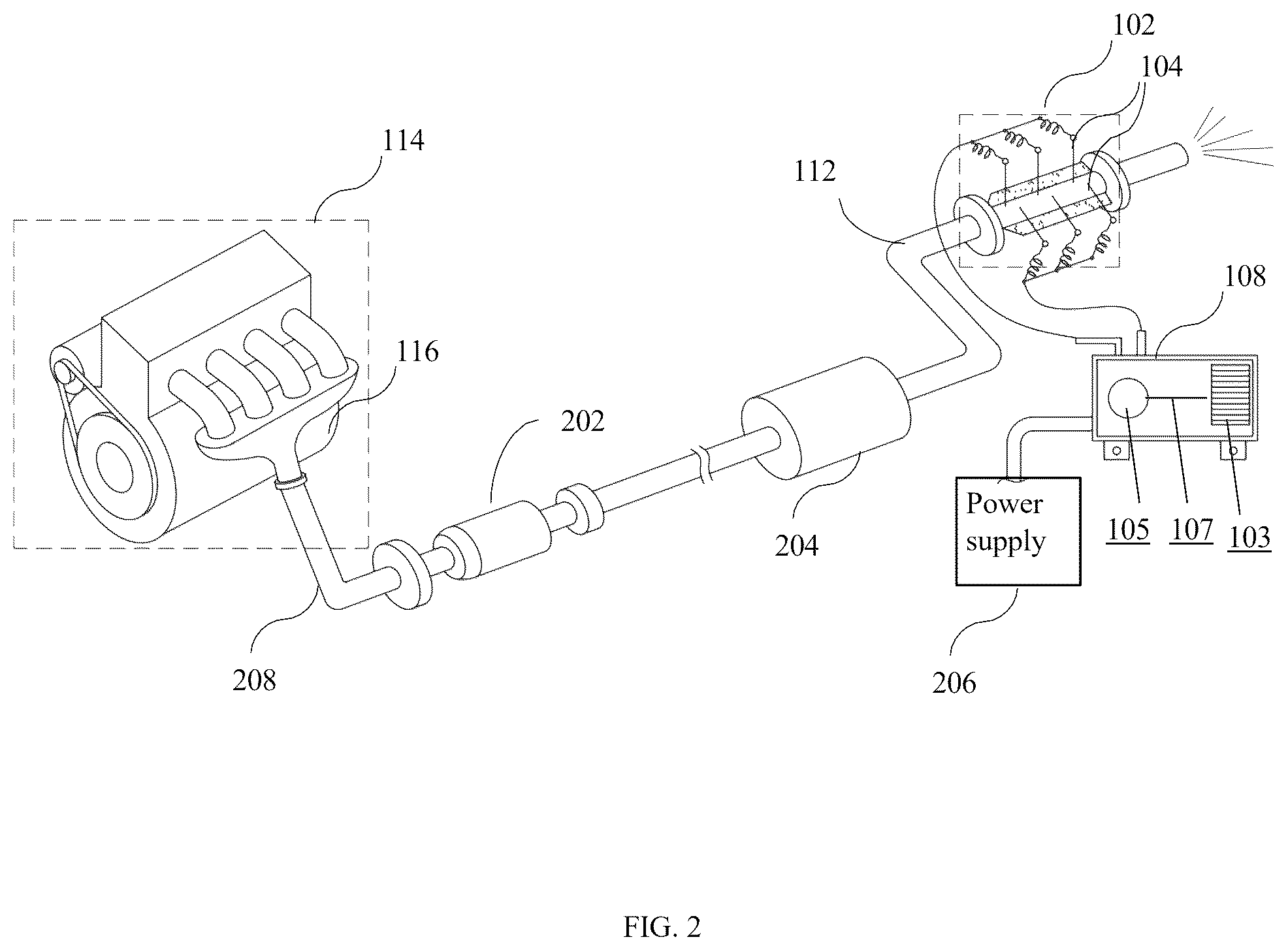 Patent US12305554 Figure 2 – Device for treating exhaust gases from a vehicle and a method to operate the same
