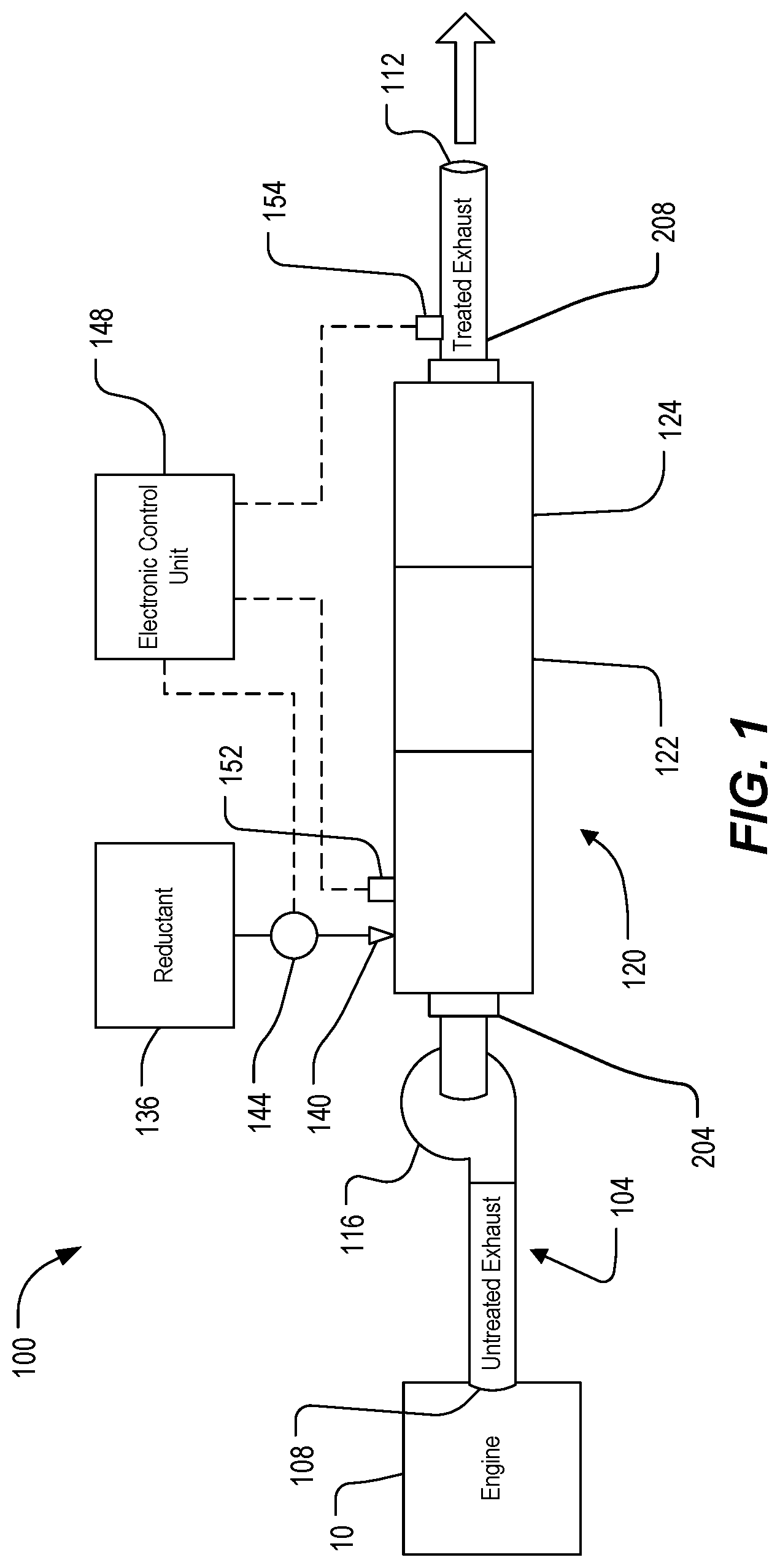 Patent US12305556 Figure 1 – Exhaust gas sample collector and mixer for aftertreatment system