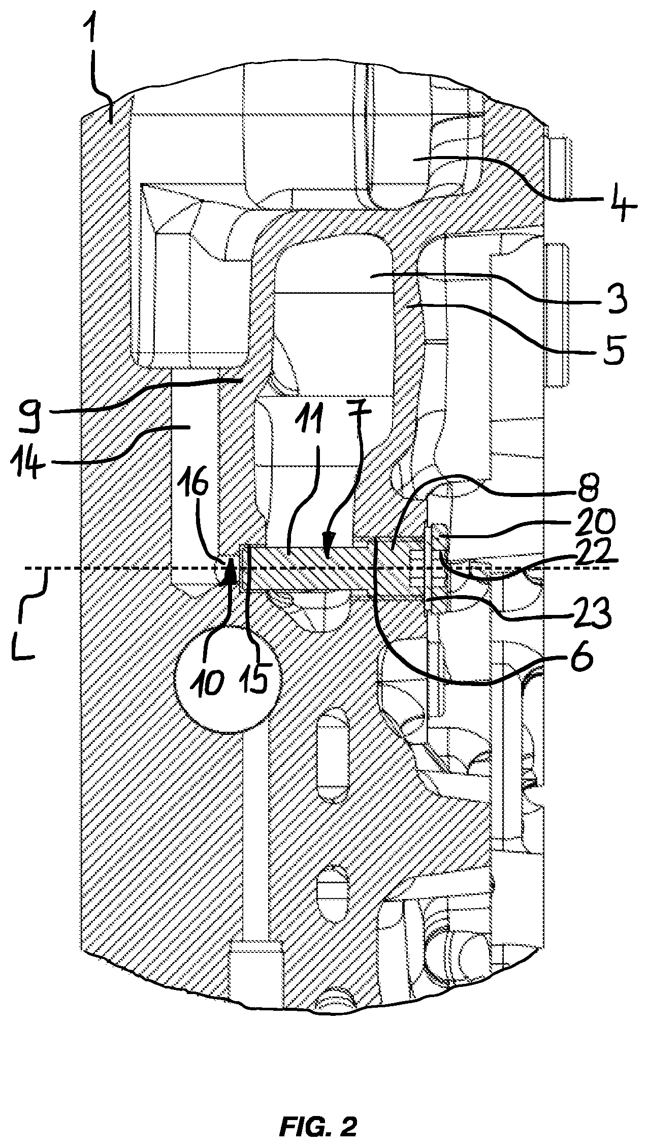 Patent US12305563 Figure 2 – Crankcase with inner and outer coolant jacket