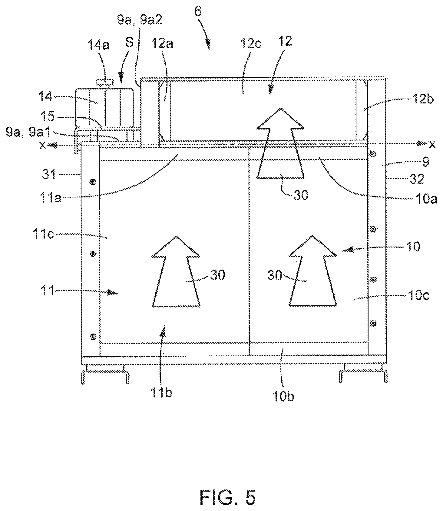 Patent US12305564 Figure 5 – Arrangement structure of cooling system in construction equipment
