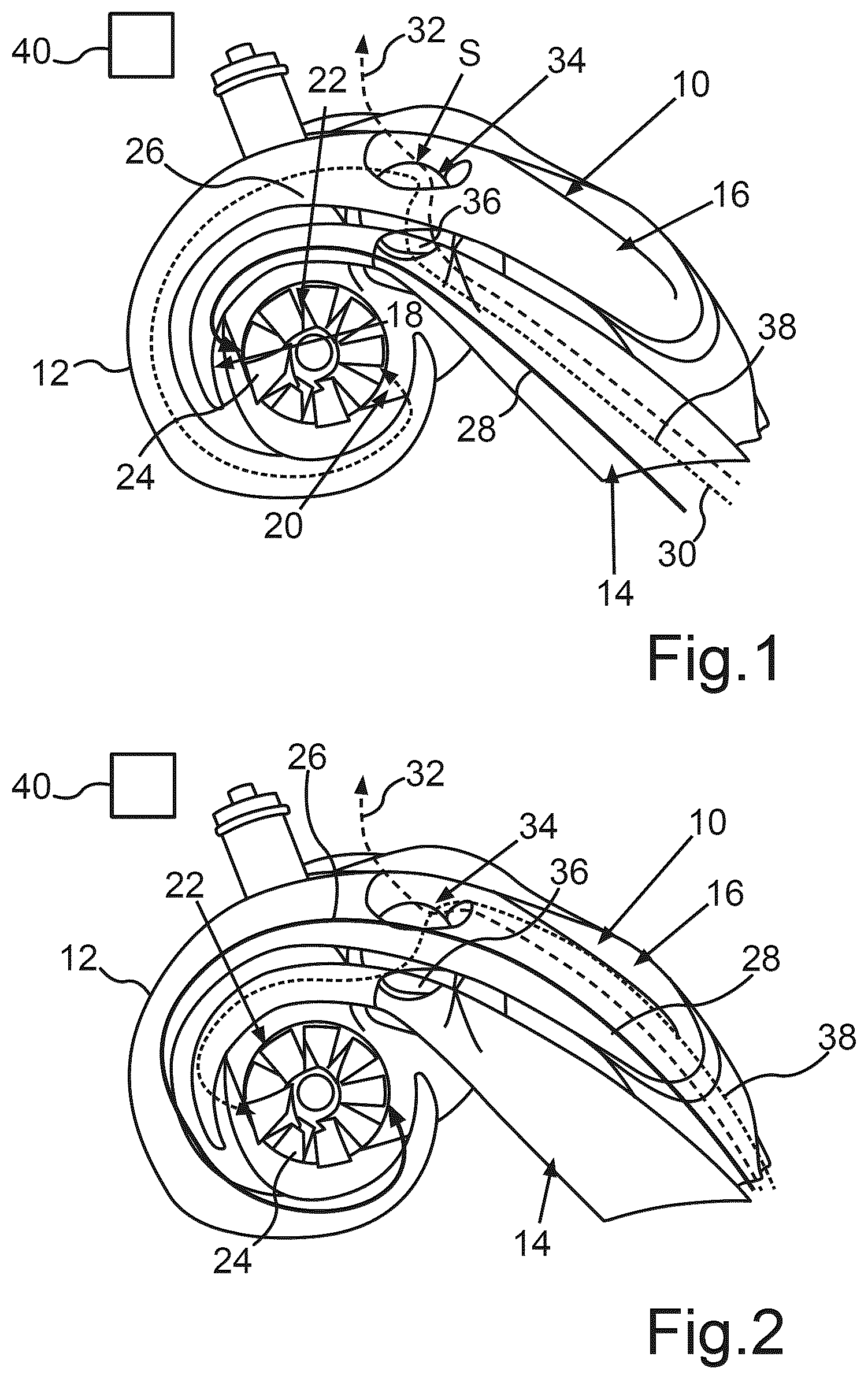 Patent US12305566 Figure 1 – Turbine for an exhaust gas turbocharger, in particular of a motor vehicle, and internal combustion engine