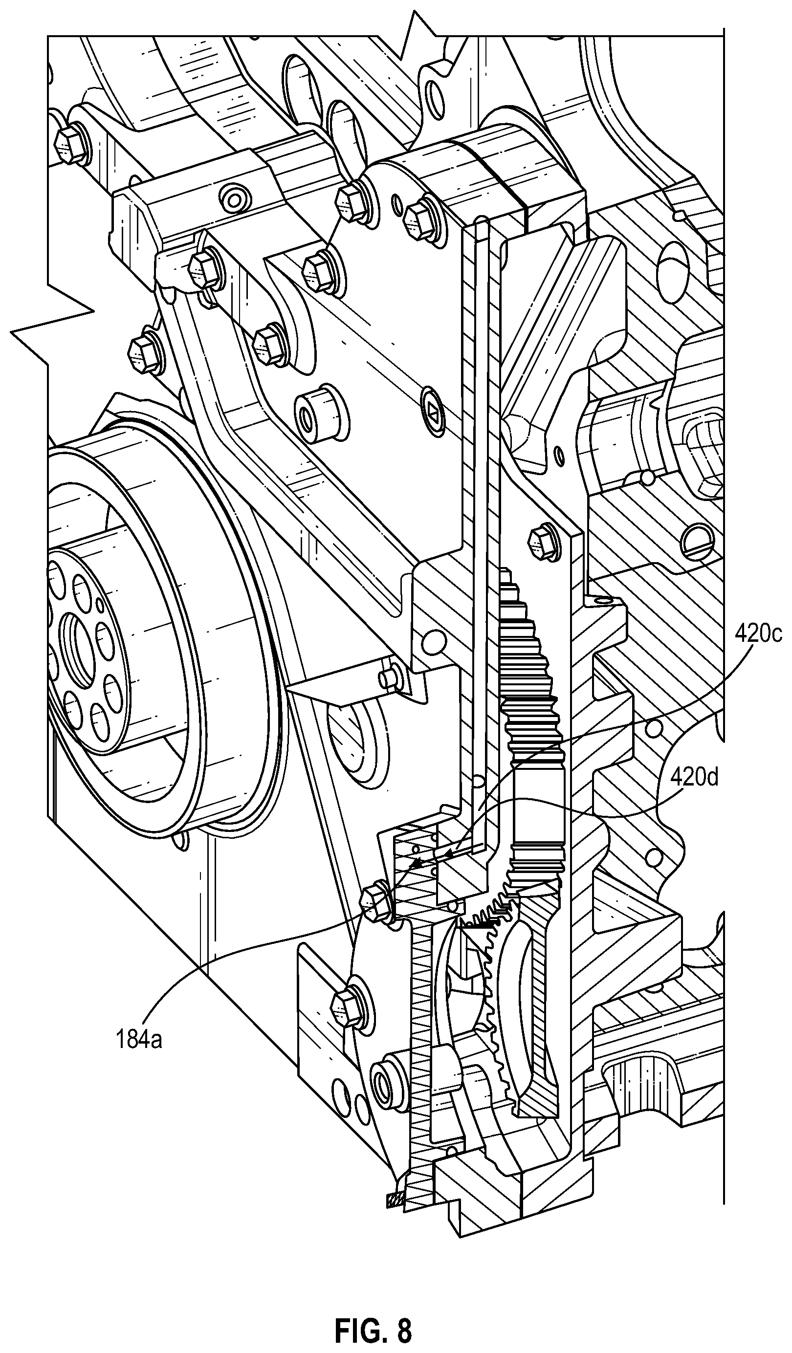 Patent US12305567 Figure 8 – Gear cover and gear housing system
