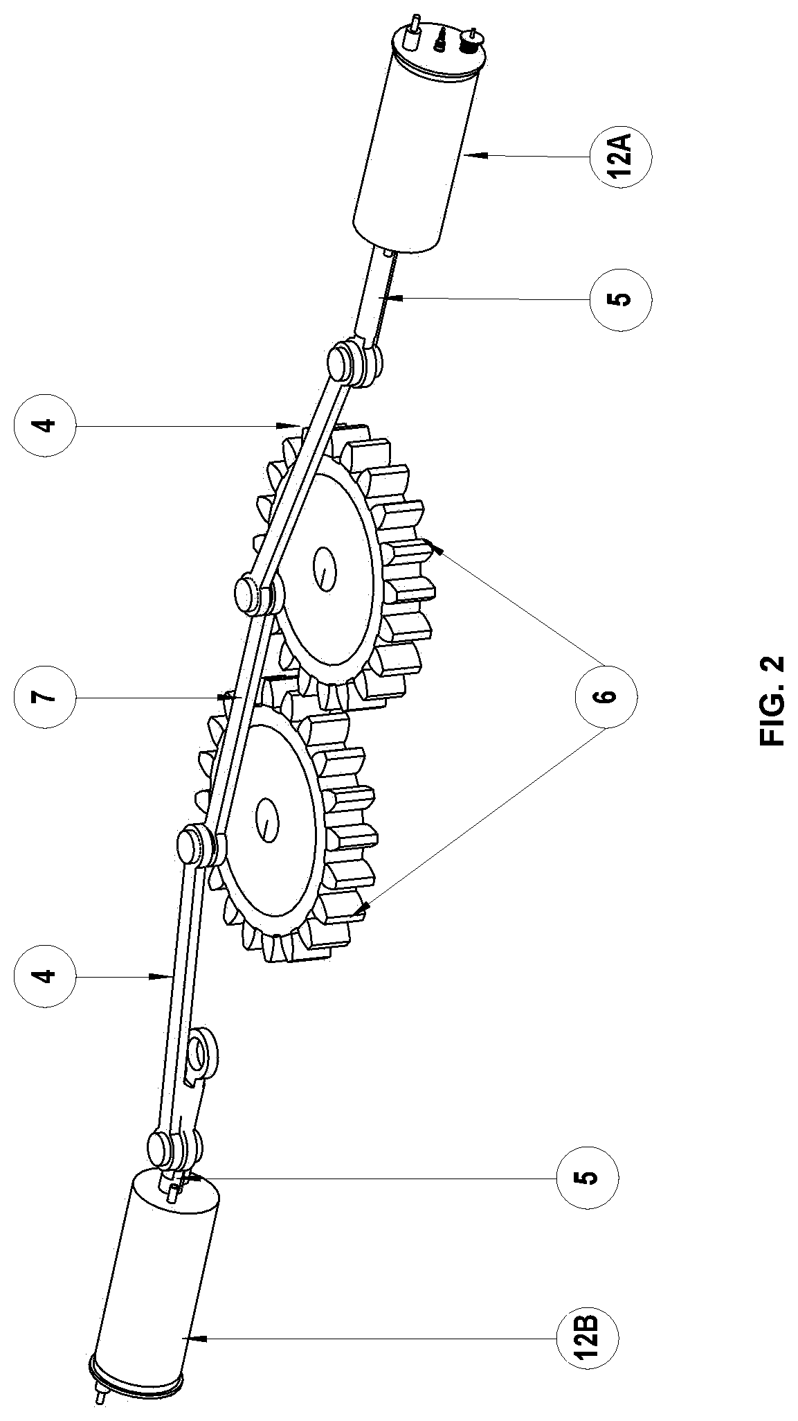 Patent US12305568 Figure 2 – Mechanical leverage to generate torque force to a rotary shaft