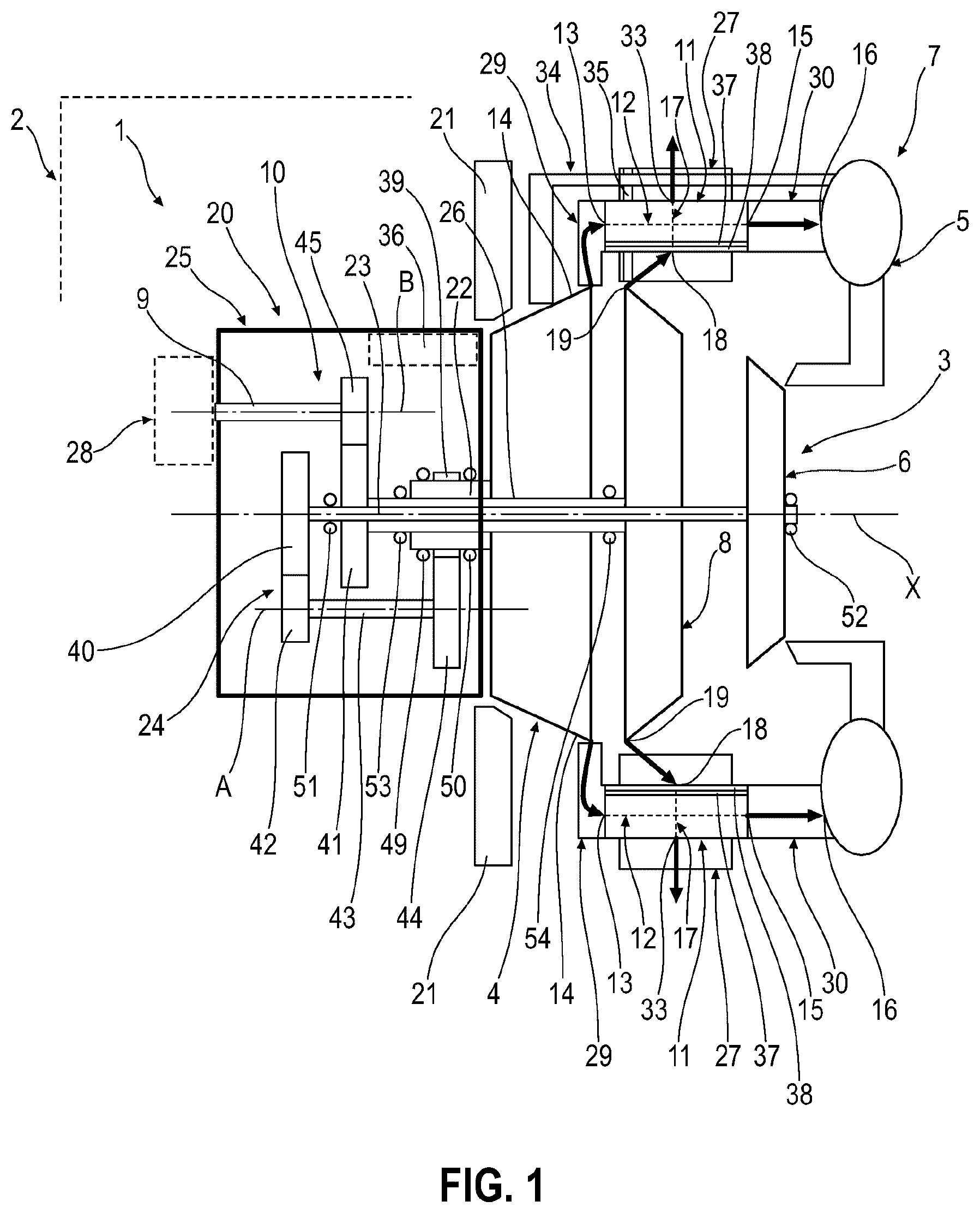 Patent US12305570 — Recovered-cycle turboshaft engine — Figure 1