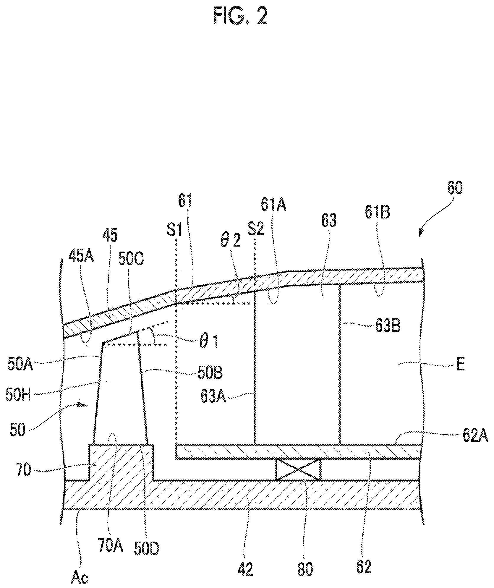 Patent US12305573 Figure 2 – Gas turbine engine exhaust diffuser having multiple inclined surfaces at different angles