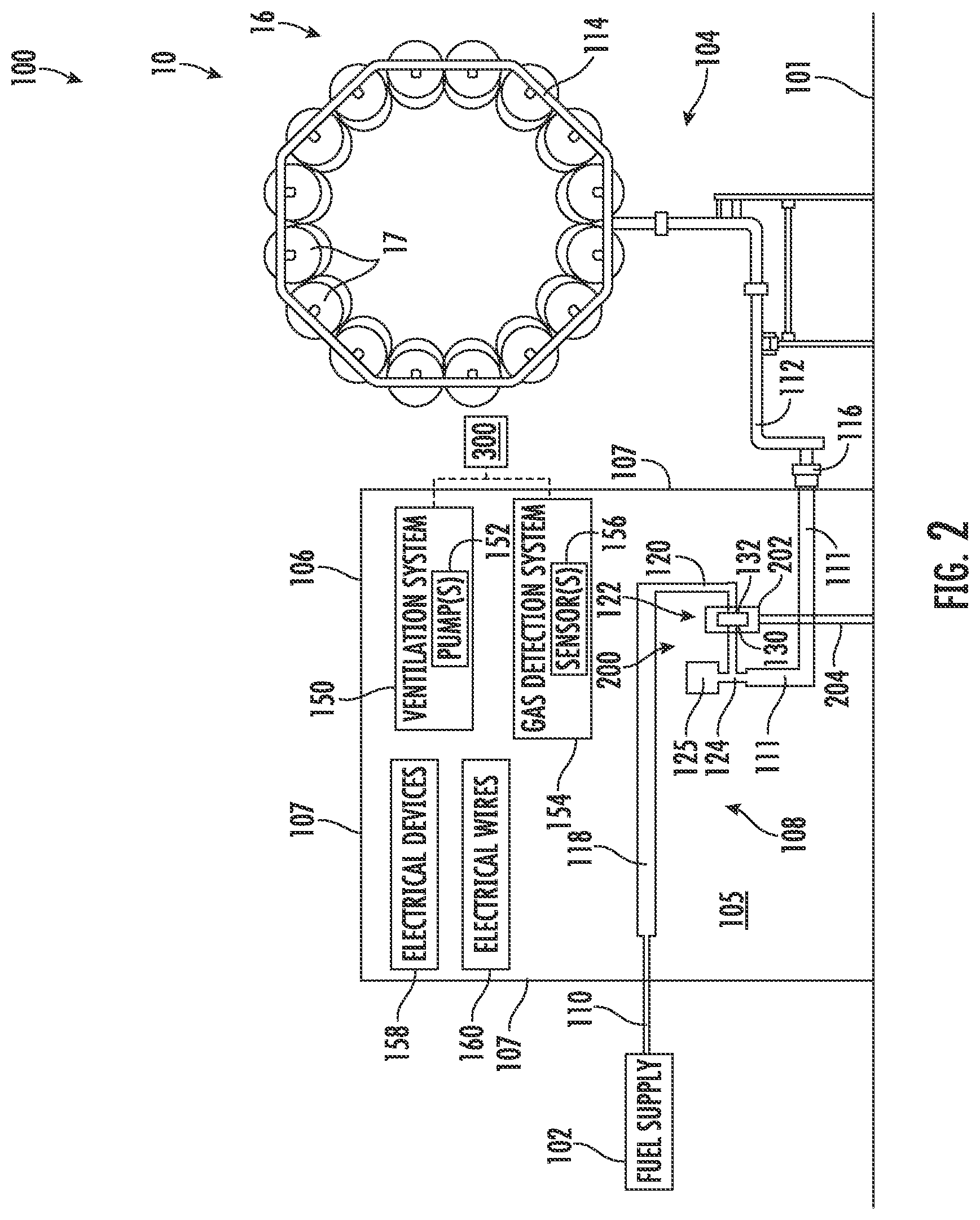 Patent US12305576 Figure 2 – Radiation shield for a gaseous fuel circuit
