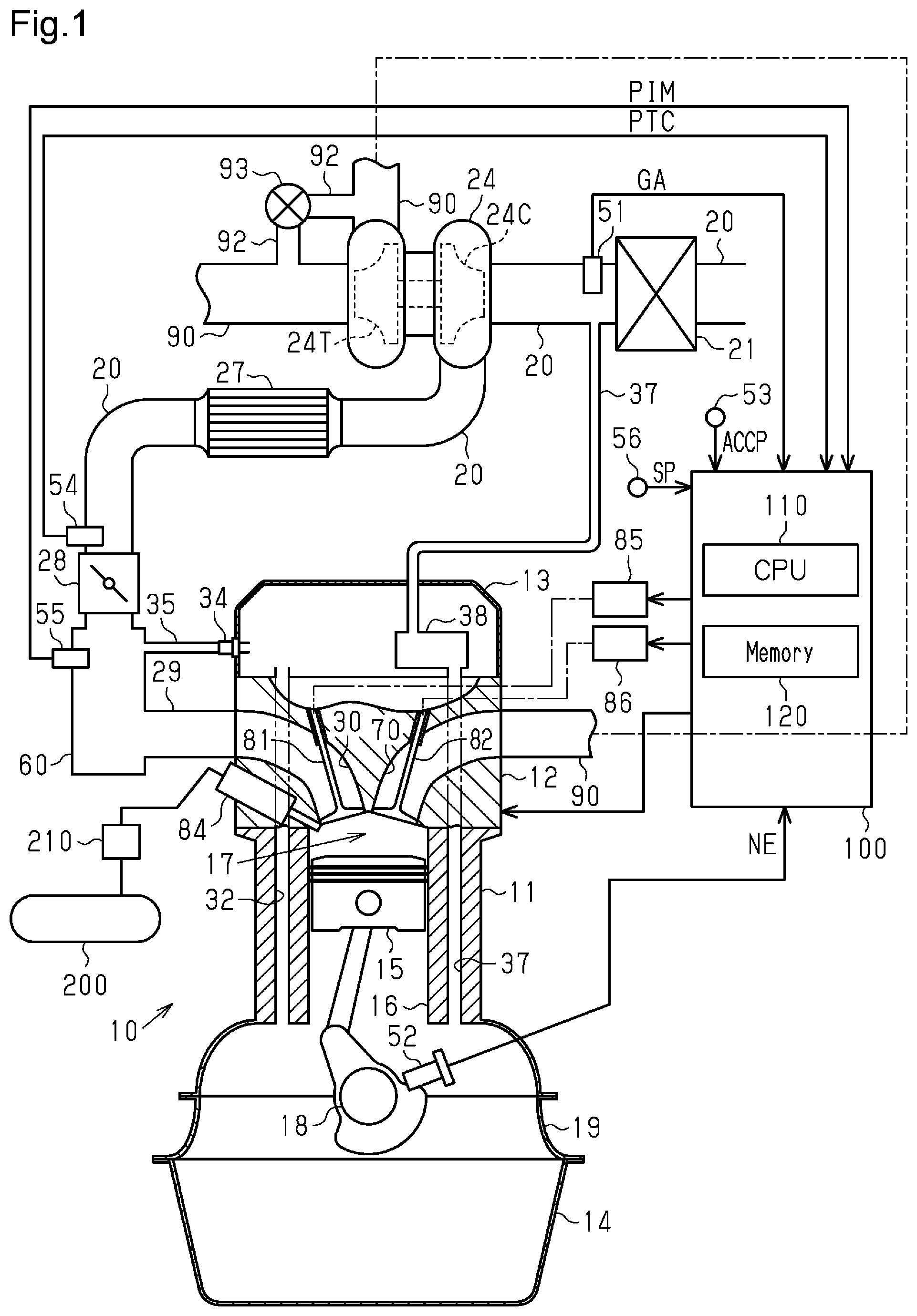 Patent US12305589 Figure 1 – Fuel injection control device for internal combustion engine