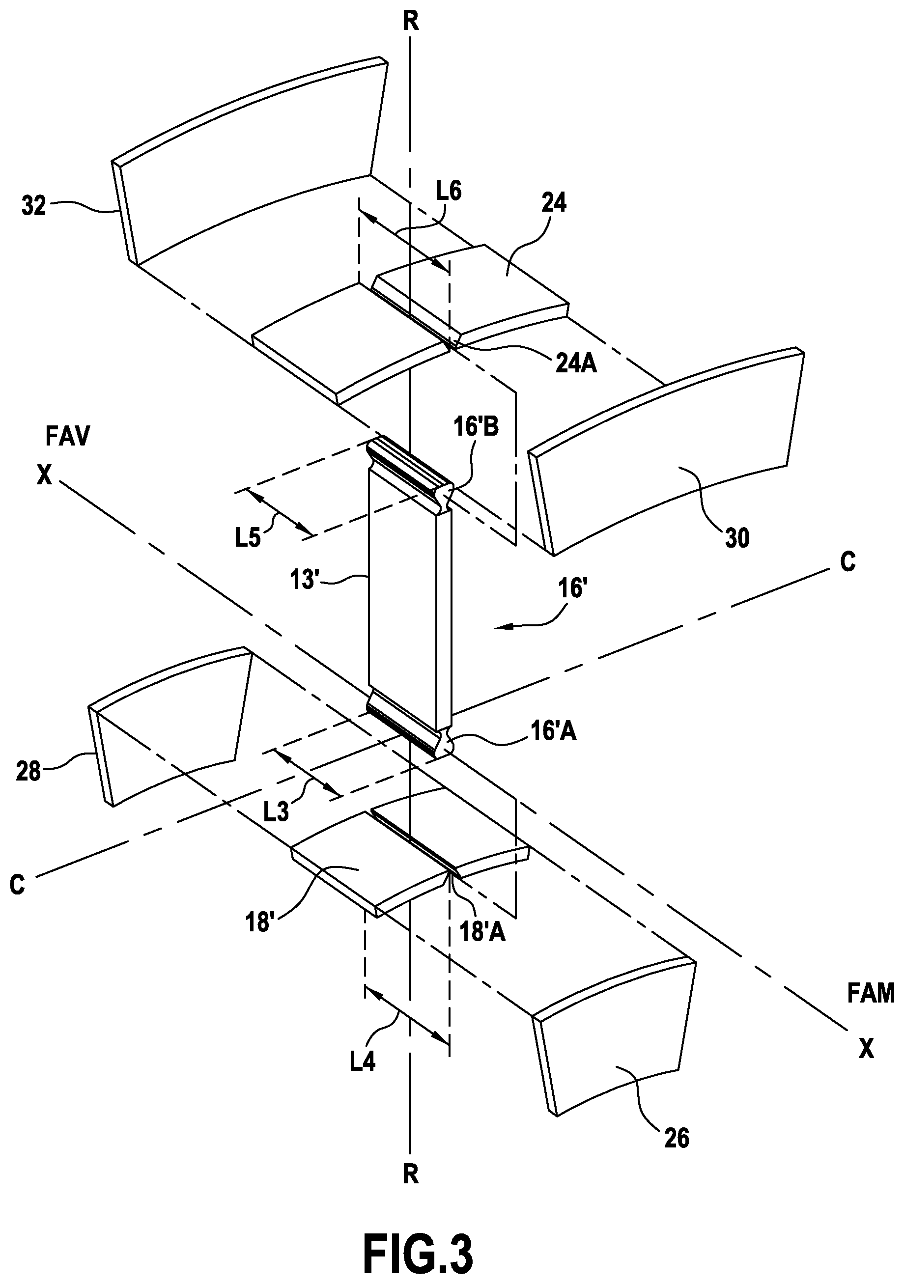 Patent US12305593 Figure 3 – Fan module impeller, and jet turbine engine equipped with such an impeller