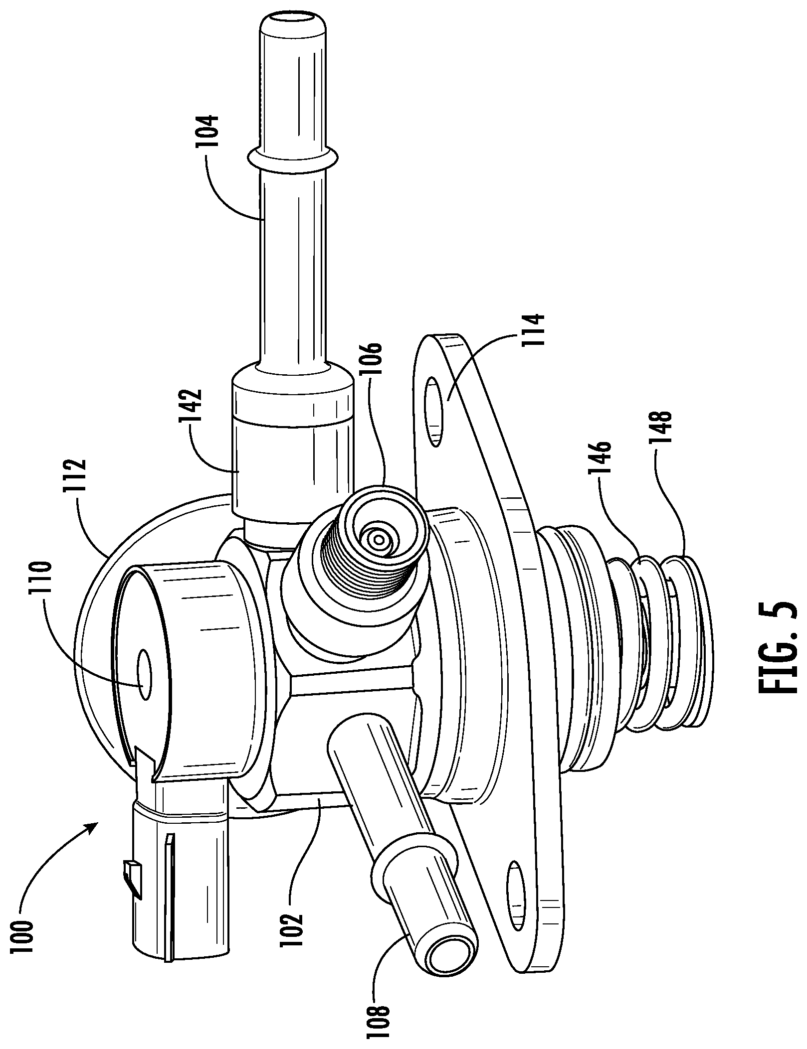 Patent US12305598 Figure 5 – High-pressure GDI pump with low-pressure bypass