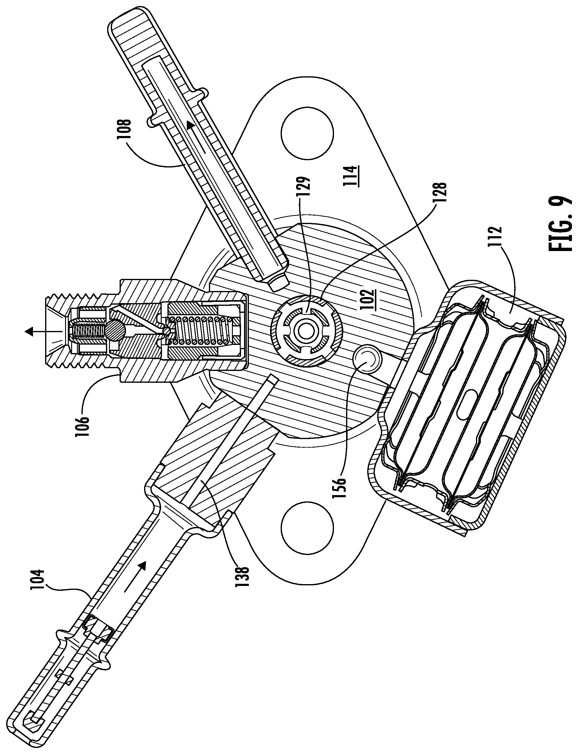 Patent US12305598 Figure 9 – High-pressure GDI pump with low-pressure bypass