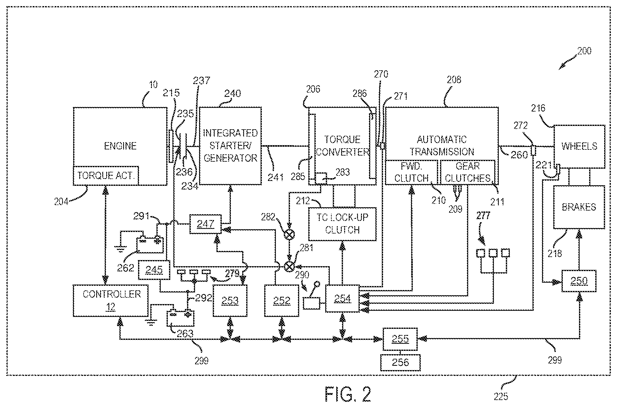 Patent US12305601 Figure 2 – System and method for restarting an engine