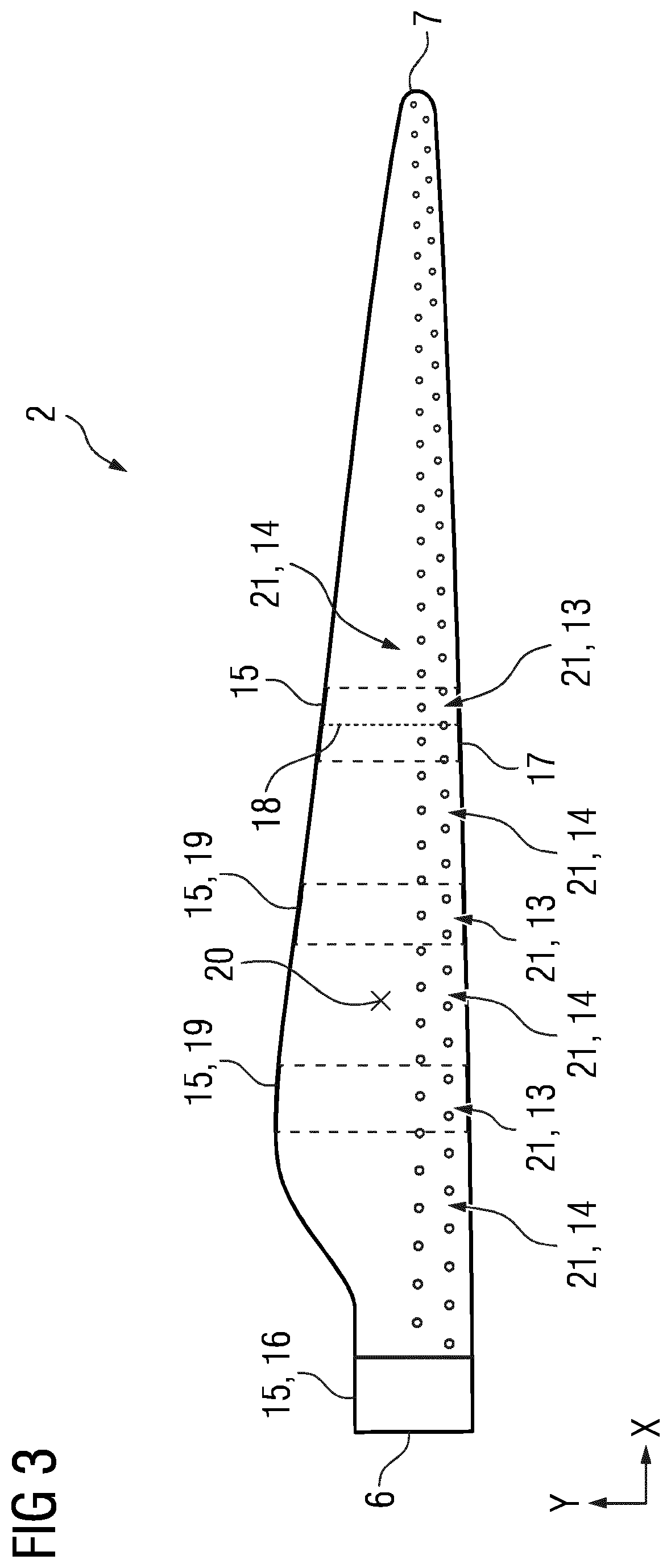 Patent US12305612 Figure 3 – Wind turbine blade and wind turbine with a plurality of add-on elements
