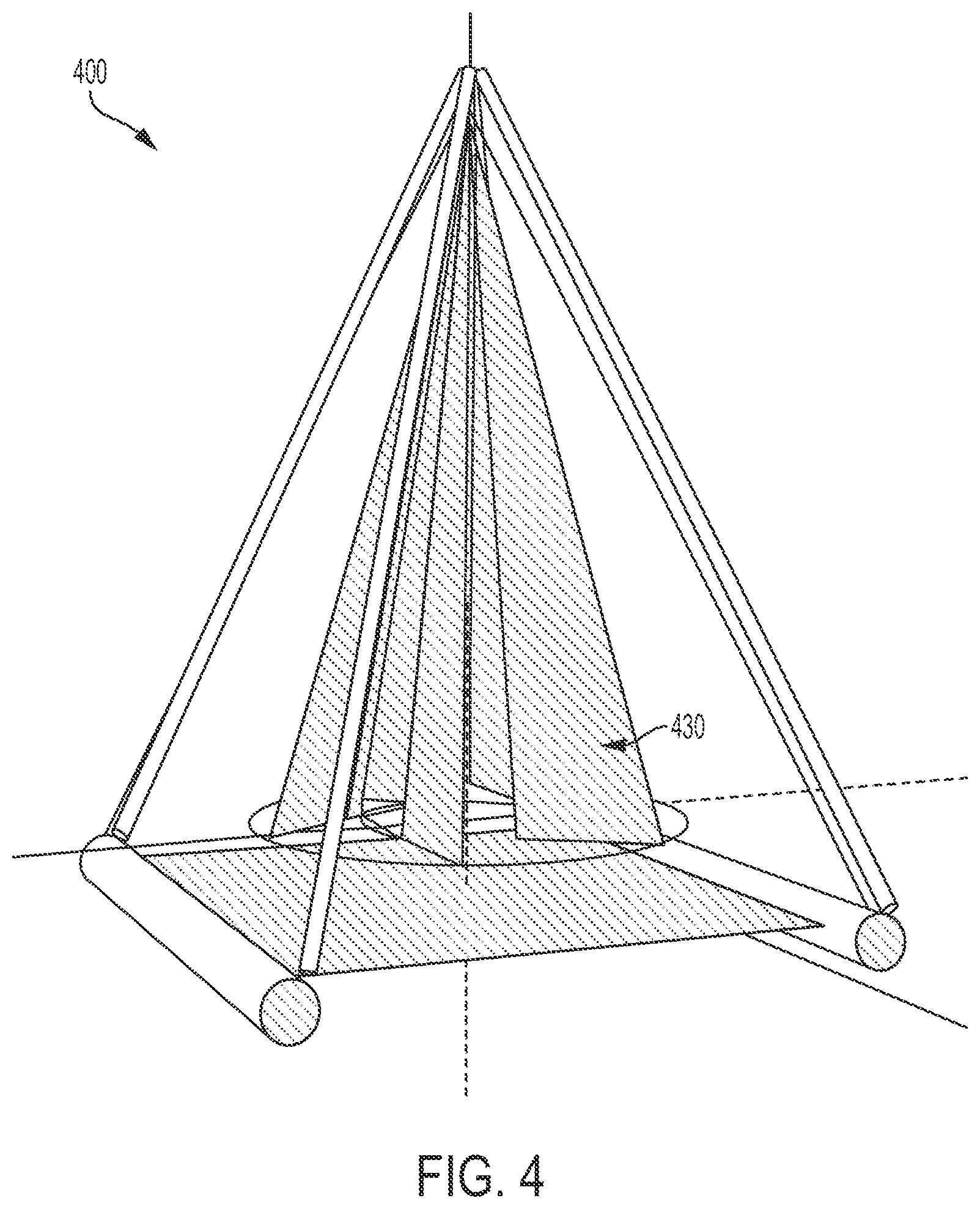 Patent US12305615 Figure 10 – Mastless wind turbine with stationary sails for improved power generation