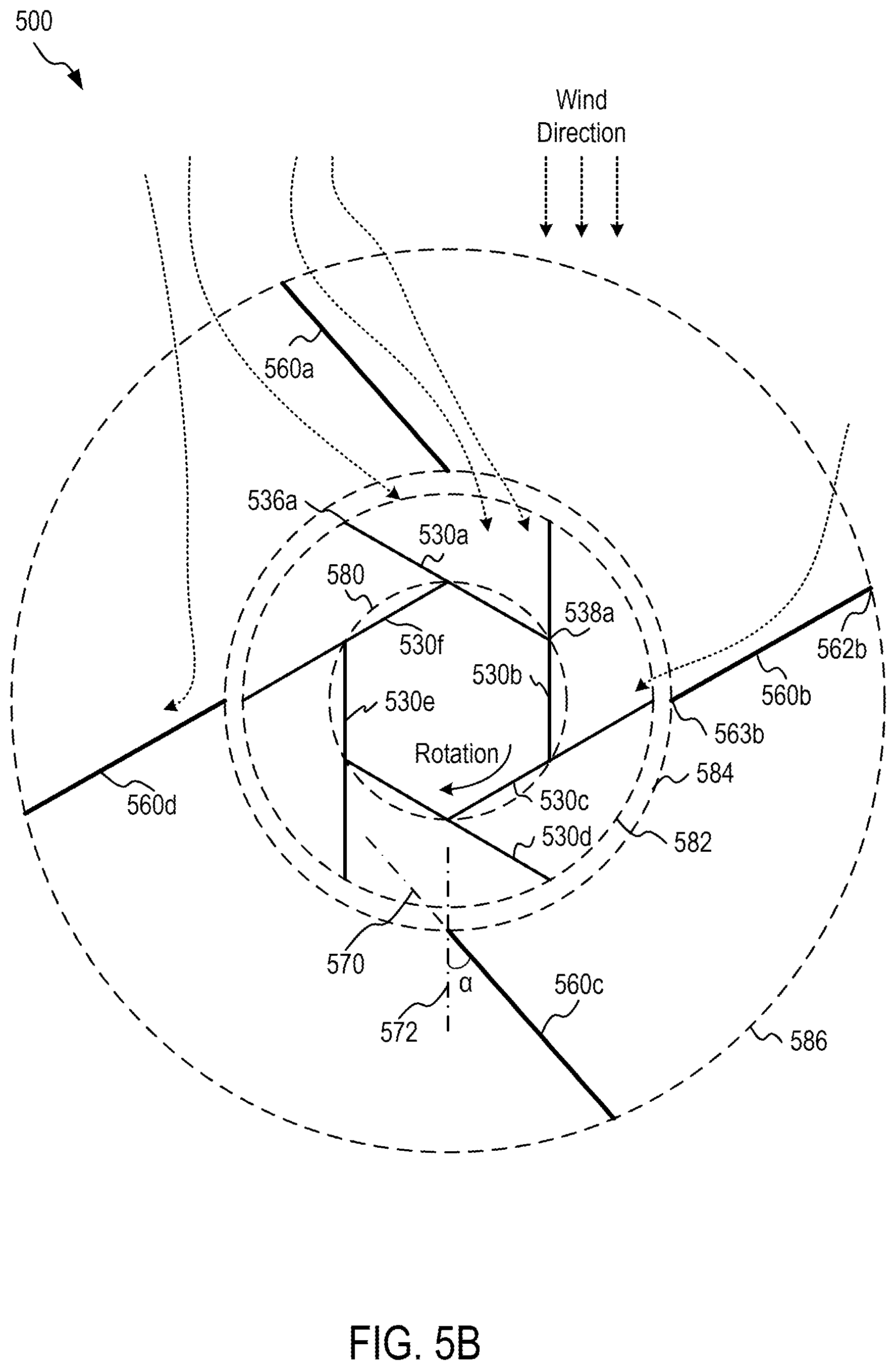 Patent US12305615 Figure 12 – Mastless wind turbine with stationary sails for improved power generation