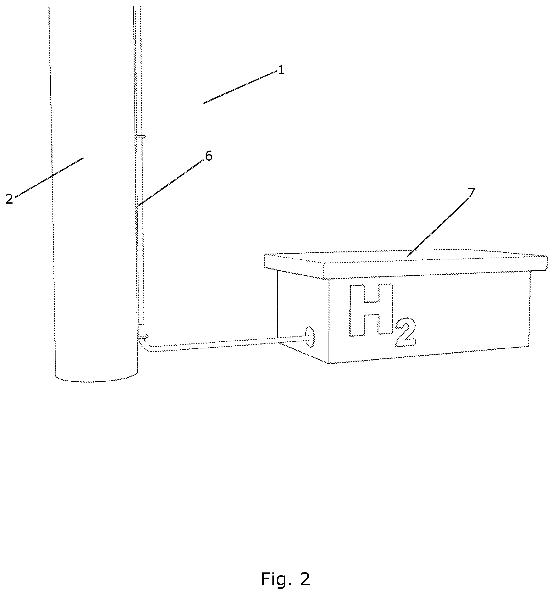 Patent US12305620 Figure 2 – Wind turbine with an up-tower electrolysis system