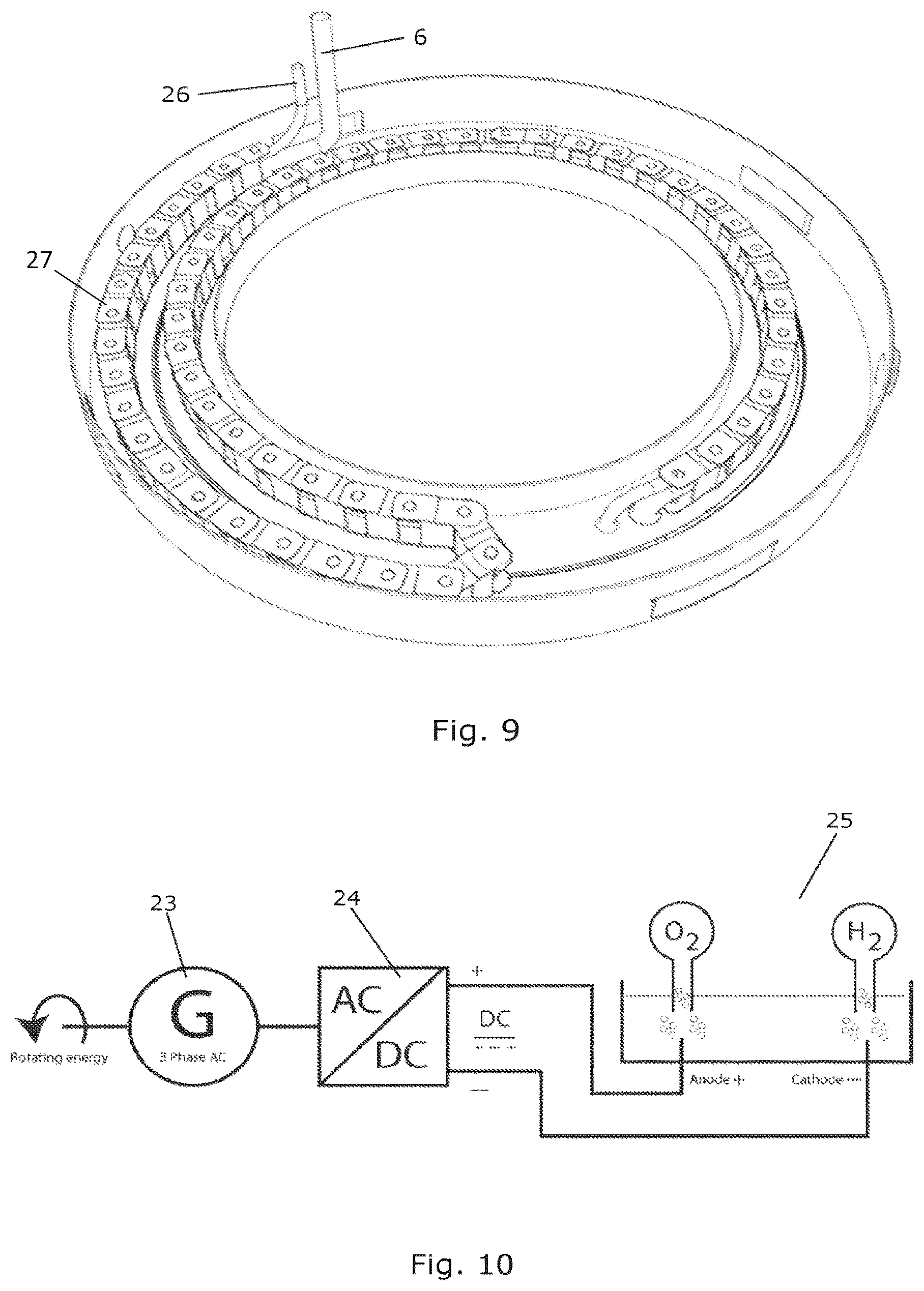 Patent US12305620 Figure 9 – Wind turbine with an up-tower electrolysis system