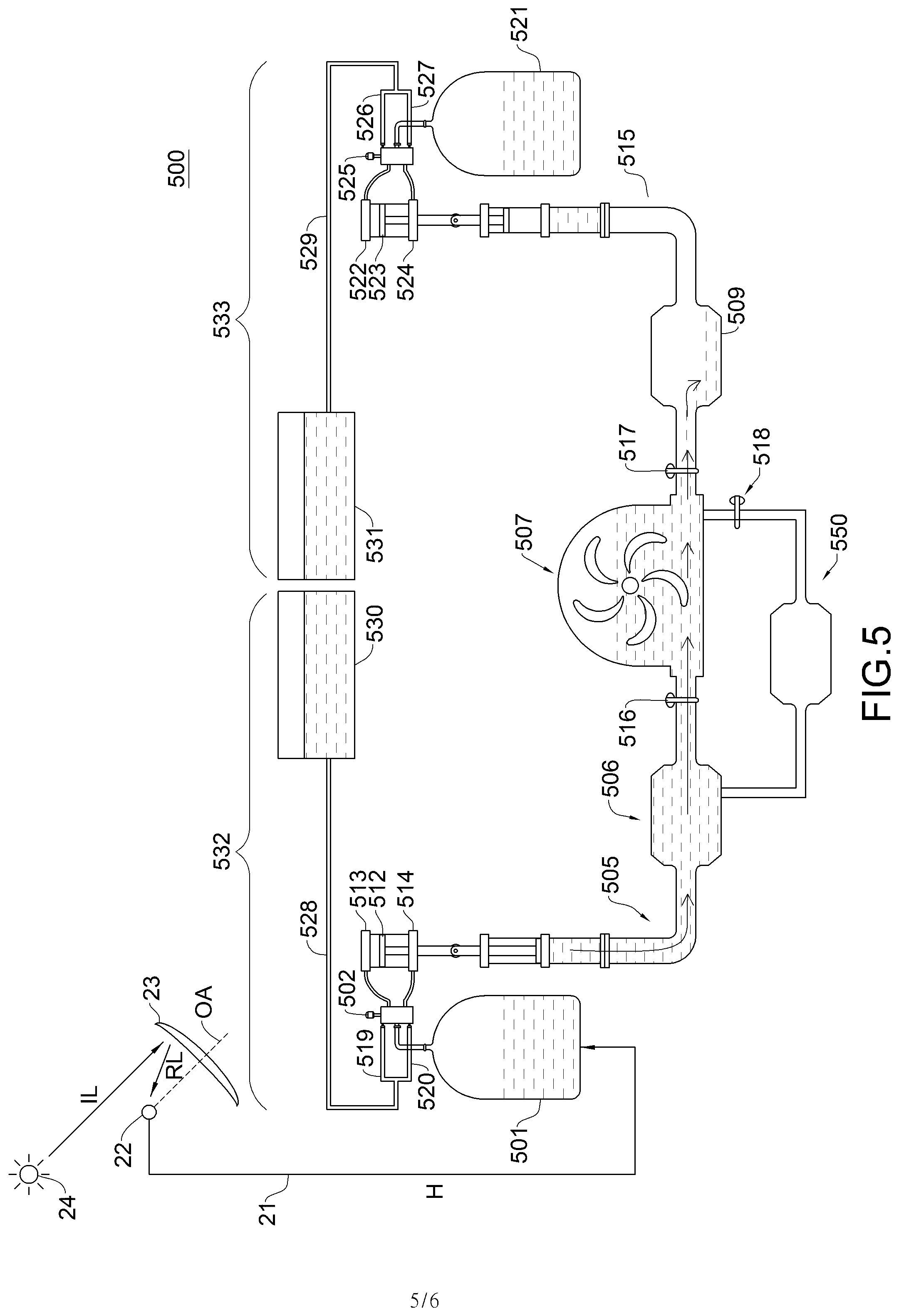 Patent US12305622 Figure 5 – Concentrated solar power storage system and method
