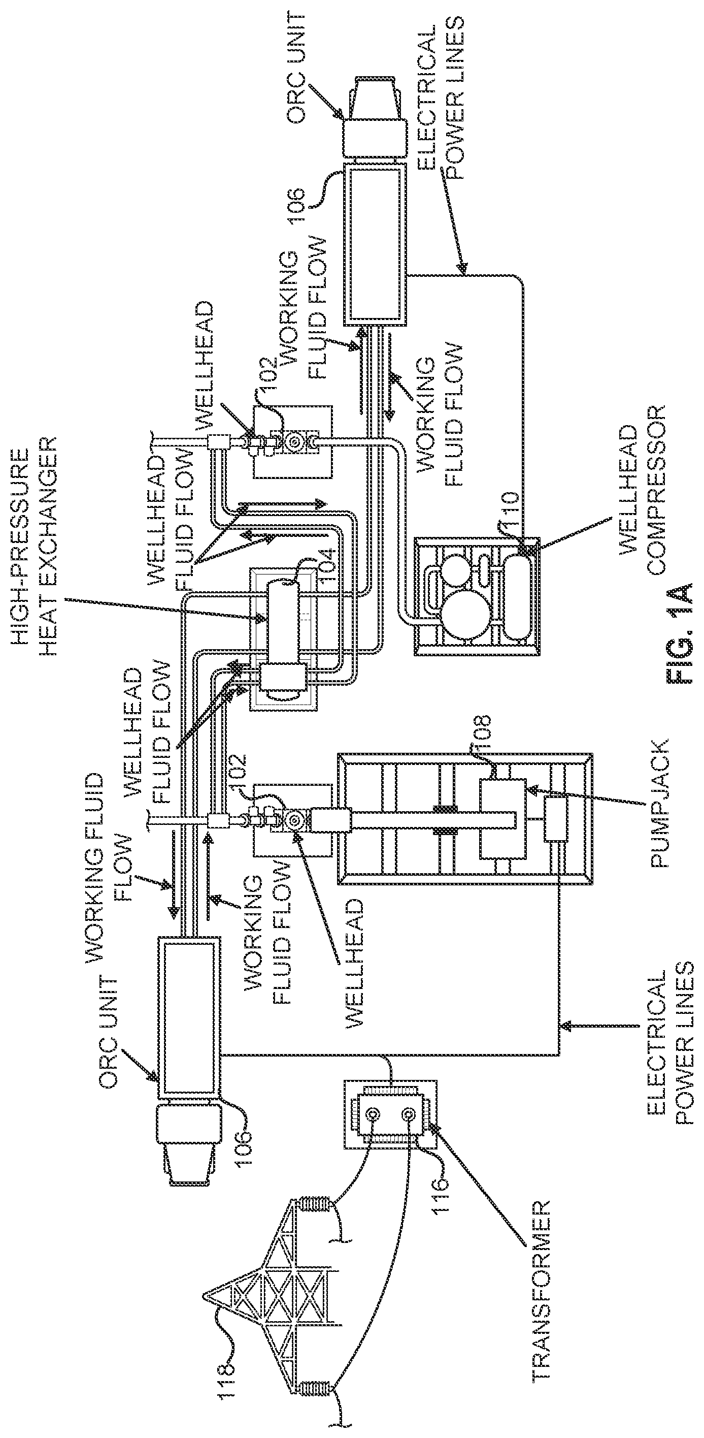 Patent US12305624 Figure 1 – Modular mobile heat generation unit for generation of geothermal power in organic rankine cycle operations