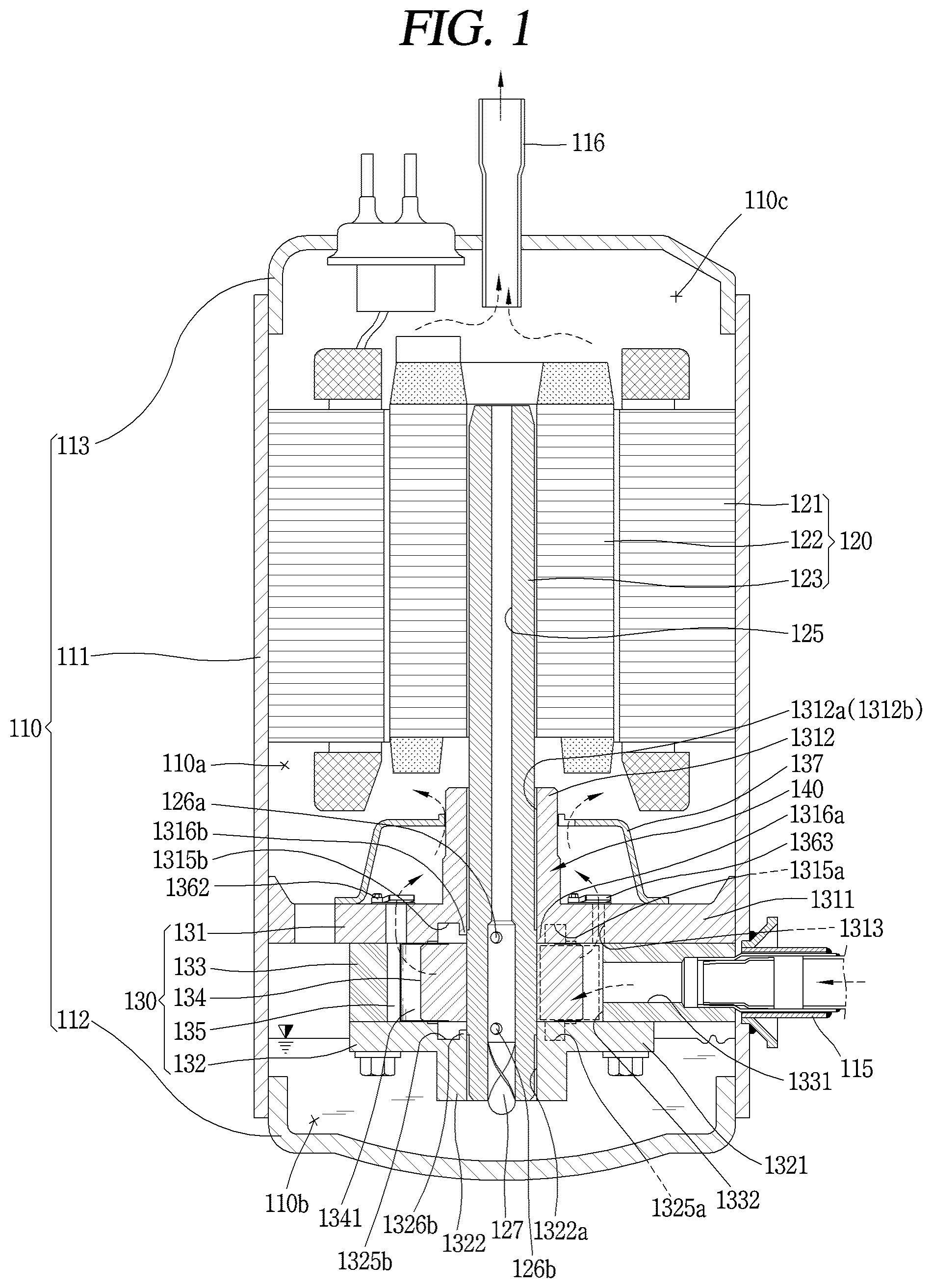 Patent US12305642 Figure 1 – Rotary compressor