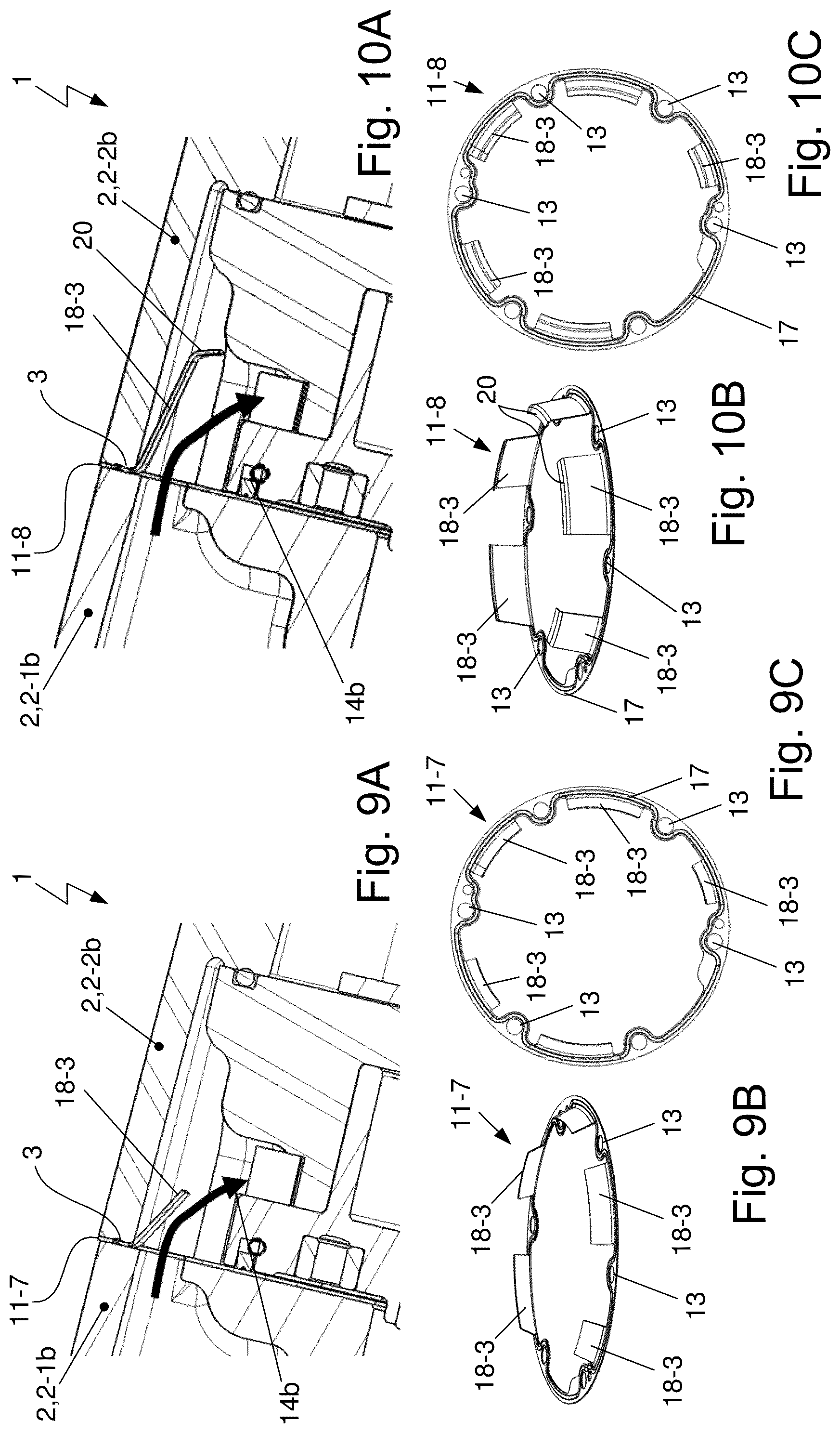 Patent US12305646 Figure 9 – Compressor sealing element arrangement near stator for controlling gaseous fluid flow there through