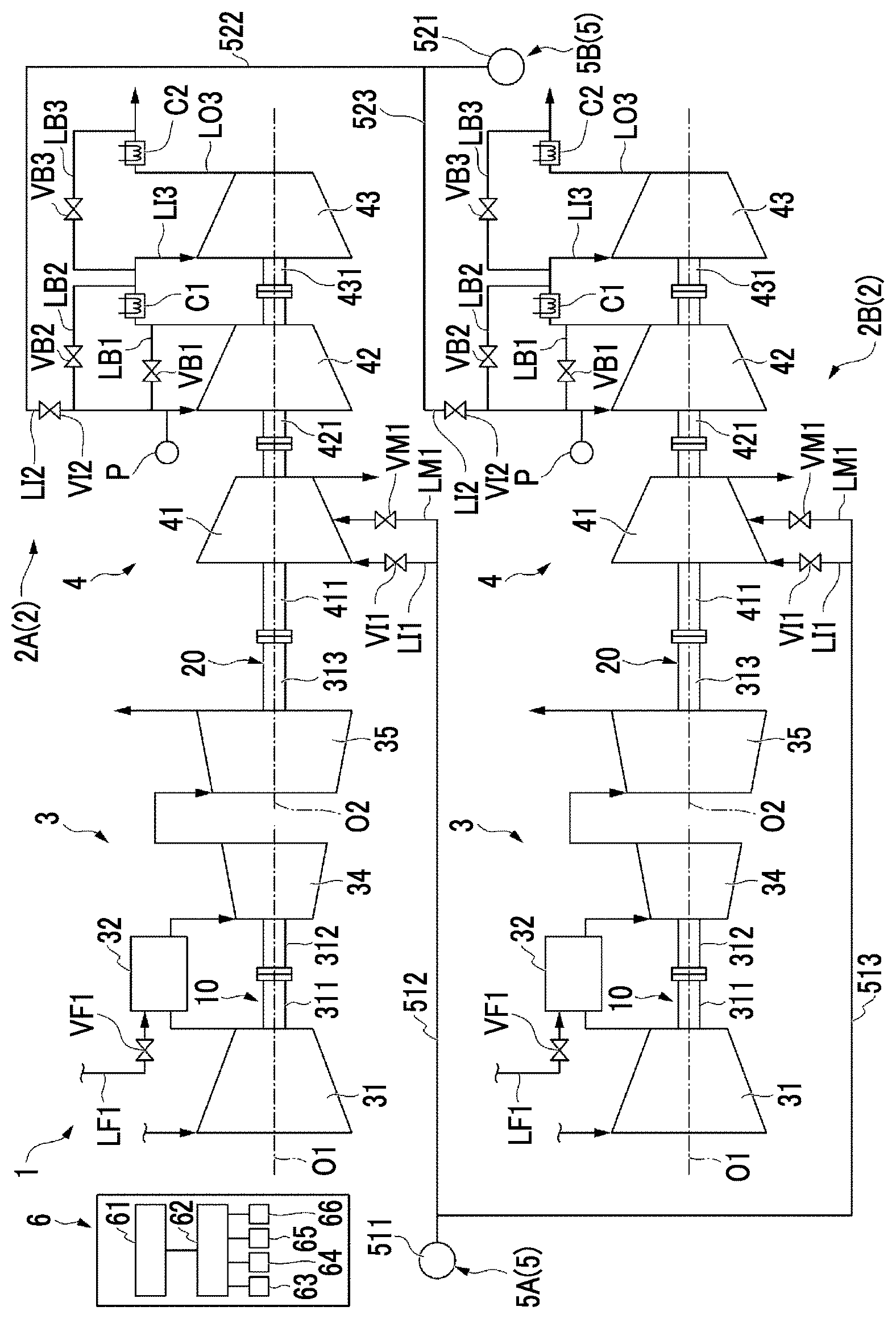 Patent US12305653 Figure 1 – Compressor system