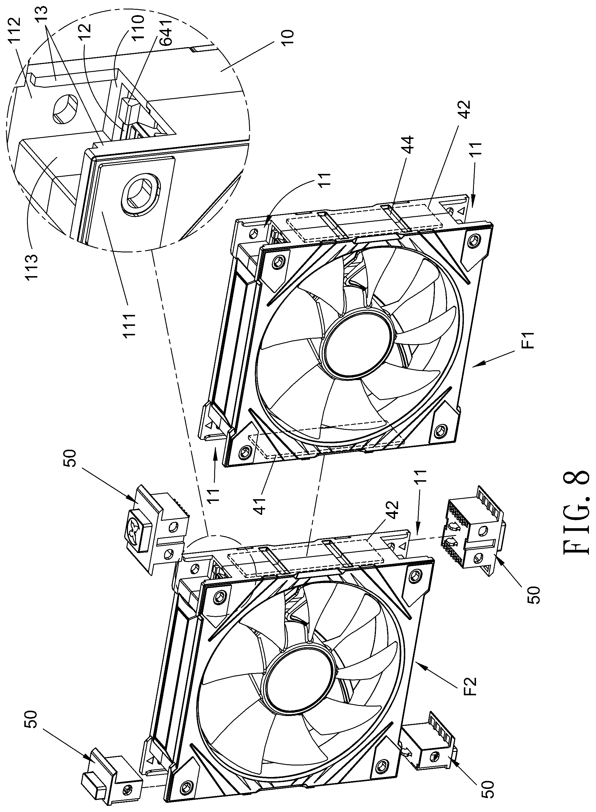 Patent US12305655 Figure 8 – Parallel-connected lighting fan
