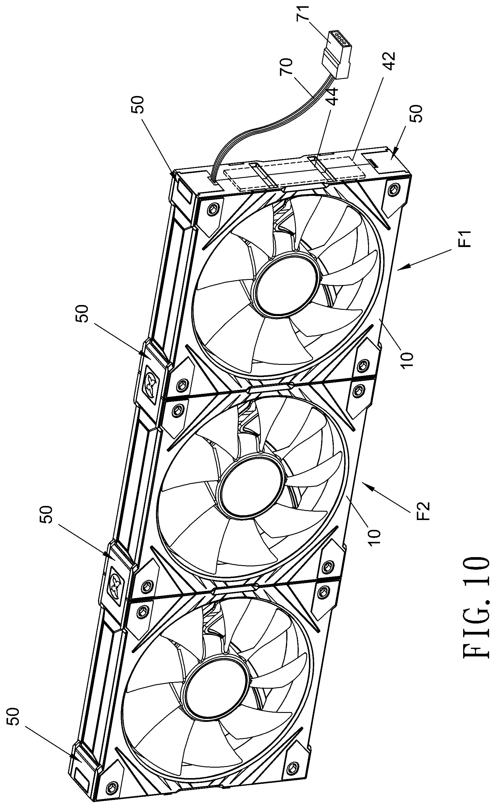 Patent US12305655 Figure 10 – Parallel-connected lighting fan