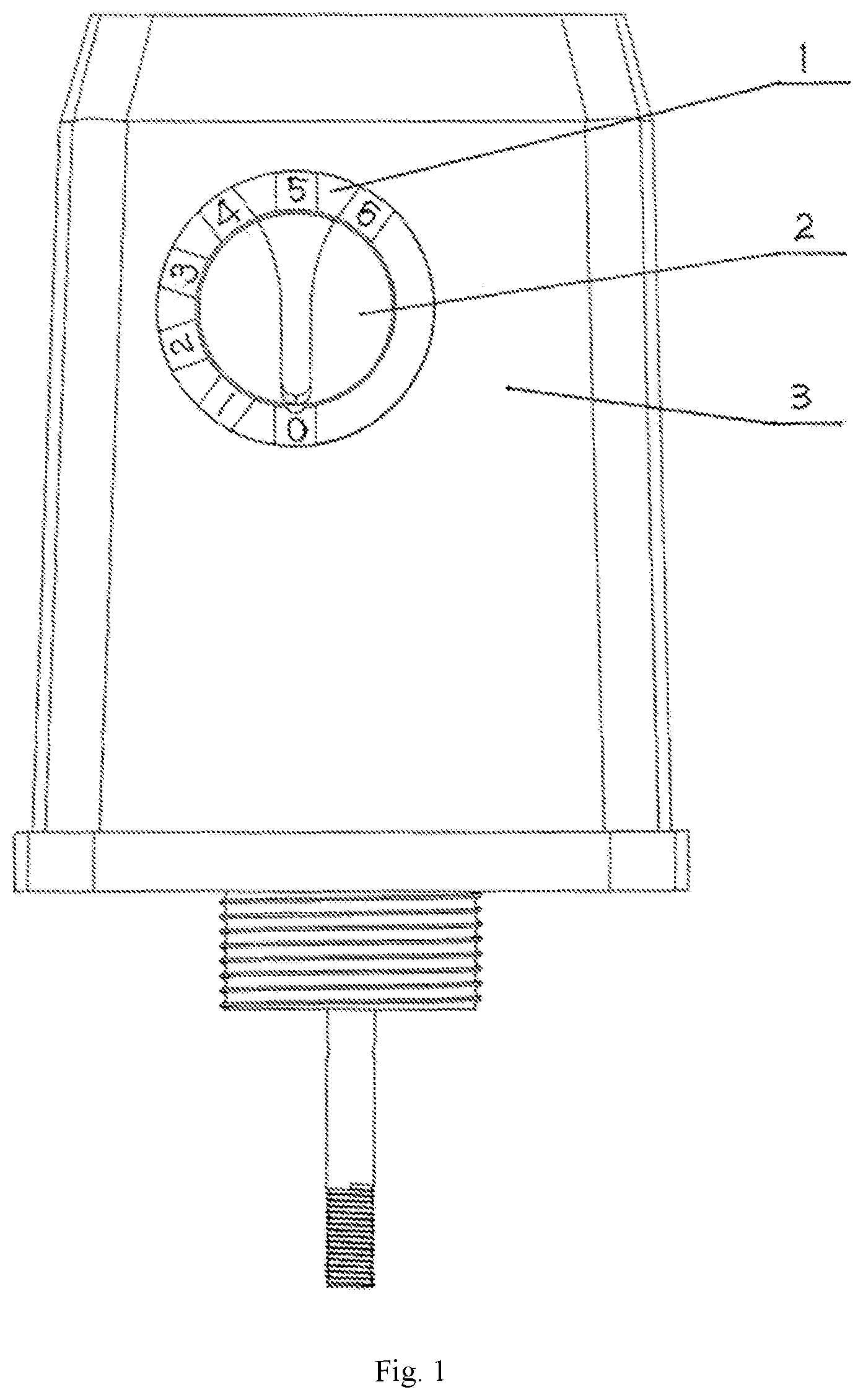 Patent US12305656 Figure 1 – Manual-adjustment-type device for adjusting swing angle of electric fan according to identifications