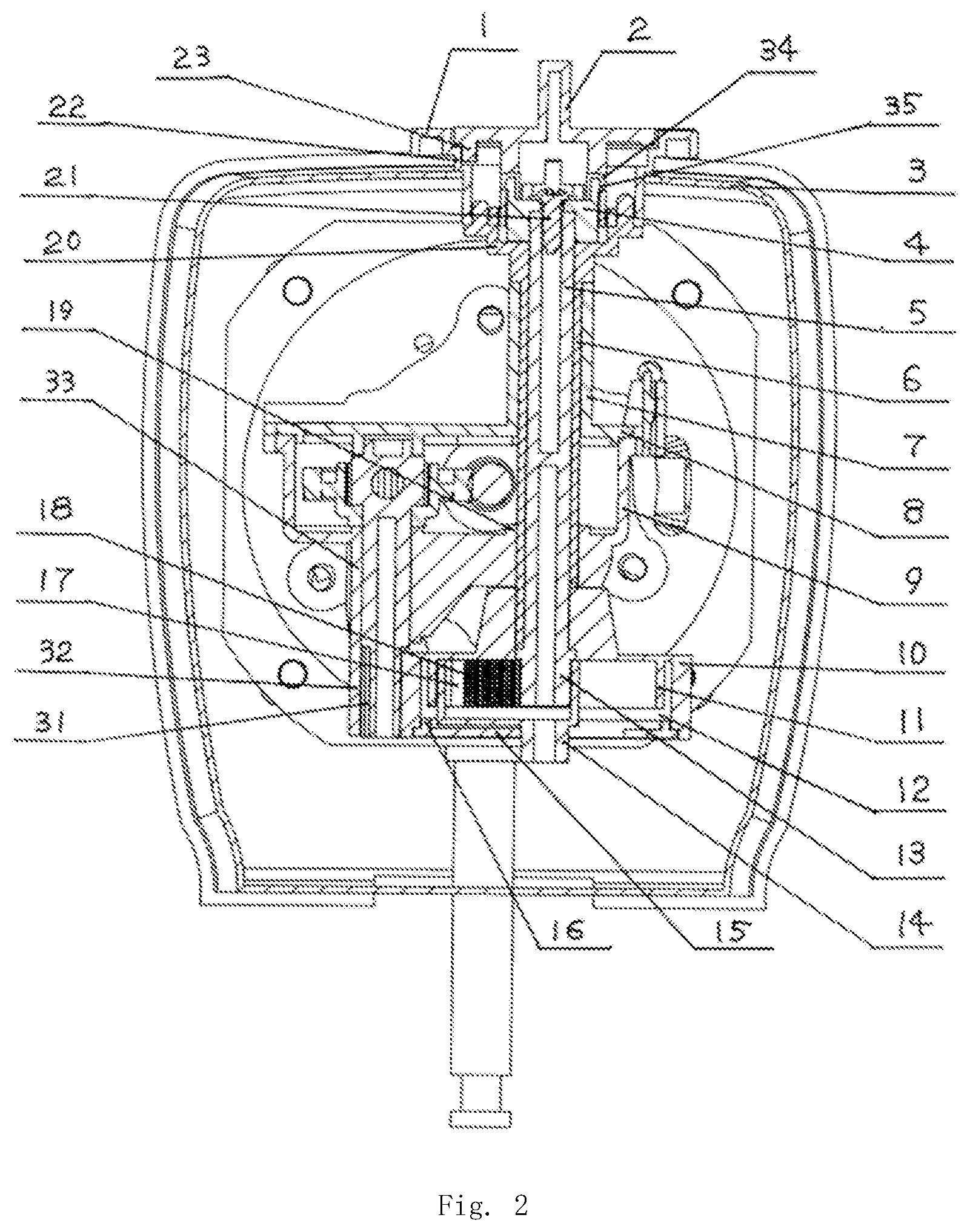 Patent US12305656 Figure 2 – Manual-adjustment-type device for adjusting swing angle of electric fan according to identifications