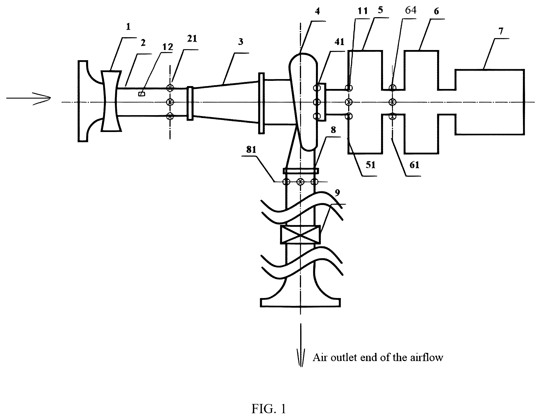 Patent US12305658 Figure 1 – Performance test bench device for centrifugal compressor under variable working condition of engine