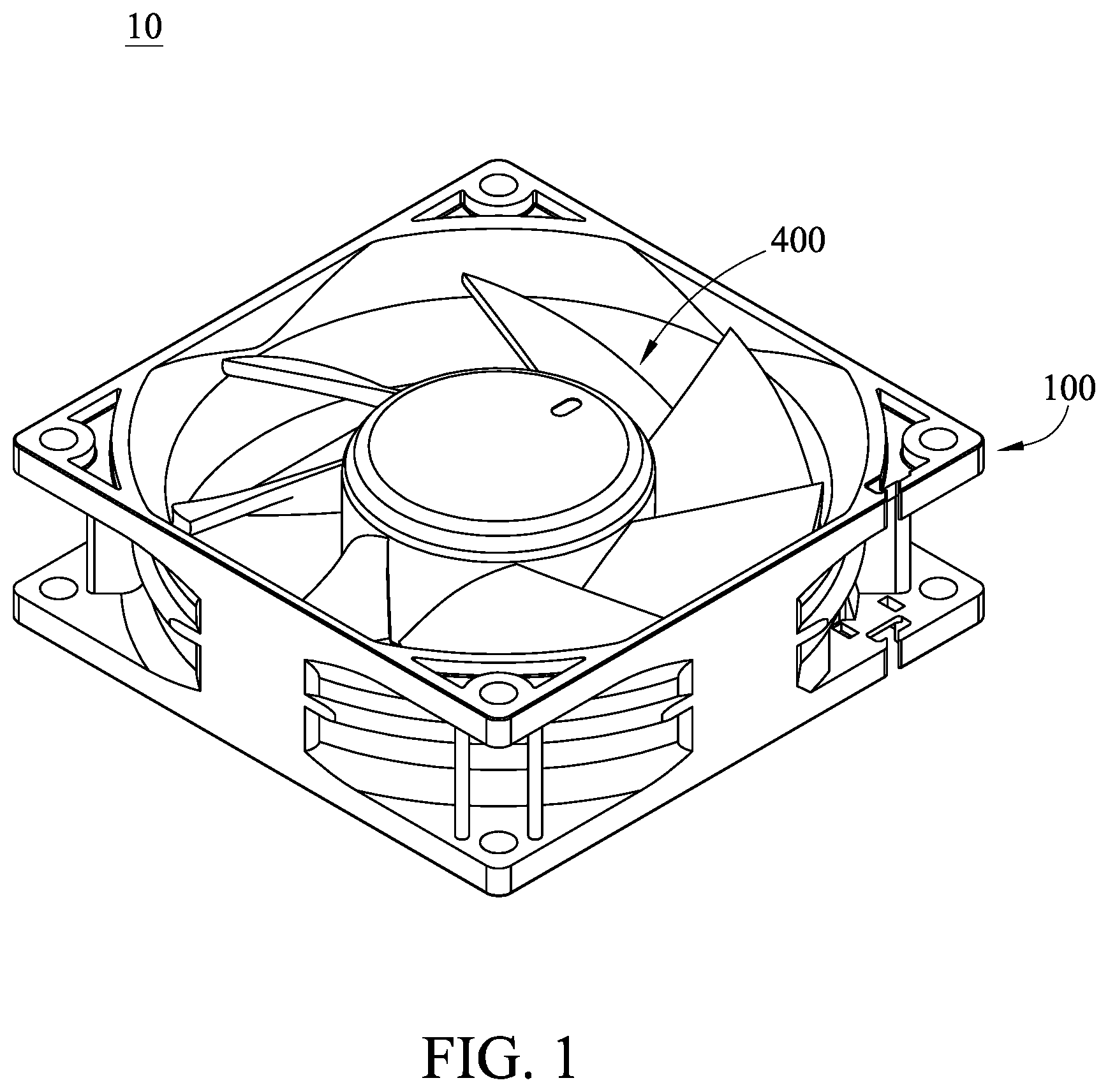 Patent US12305660 Figure 1 – Fan device with stability maintenance assembly